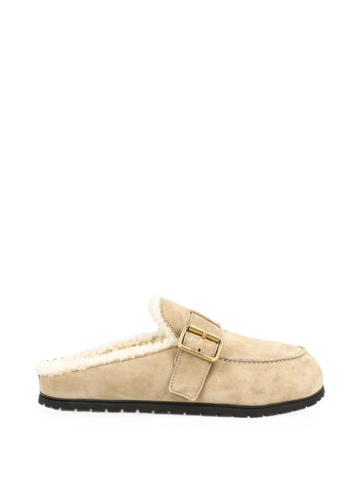 Prada Buckle-Fastening Shearling-Lined Mules