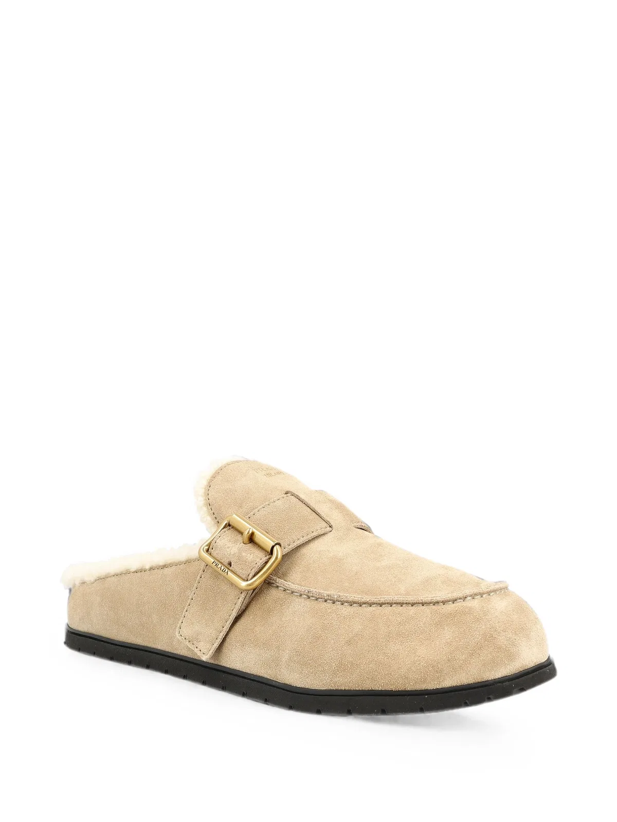Prada Buckle-Fastening Shearling-Lined Mules