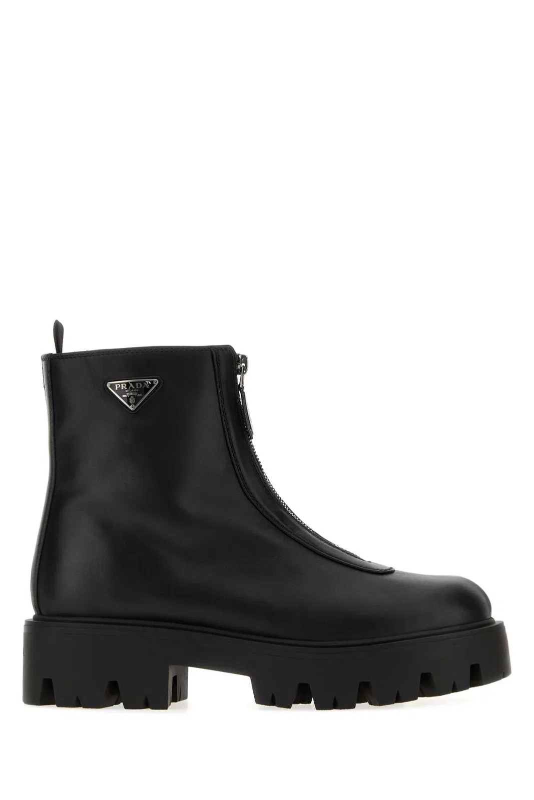 Prada Black Leather Ankle Boots
