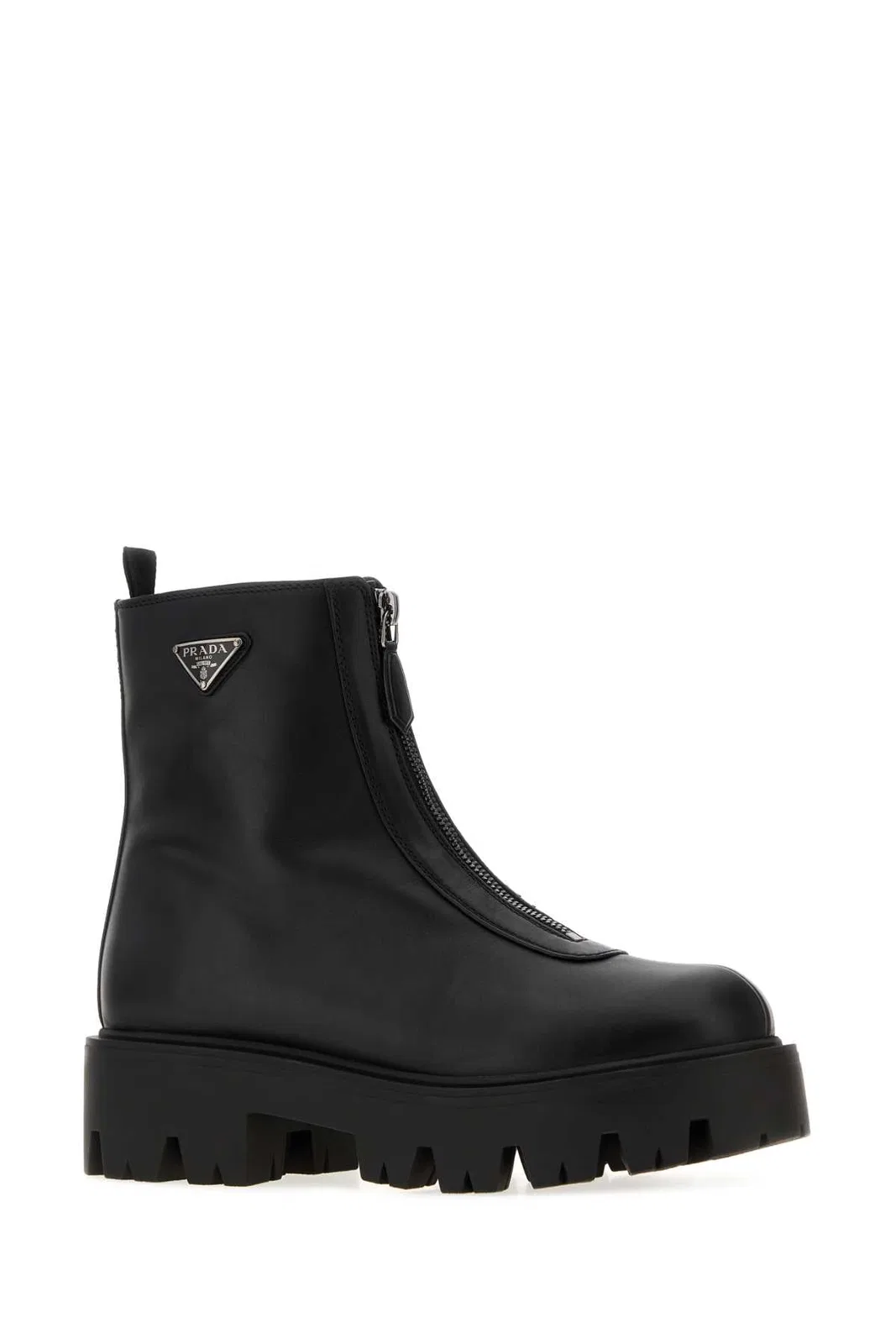 Prada Black Leather Ankle Boots
