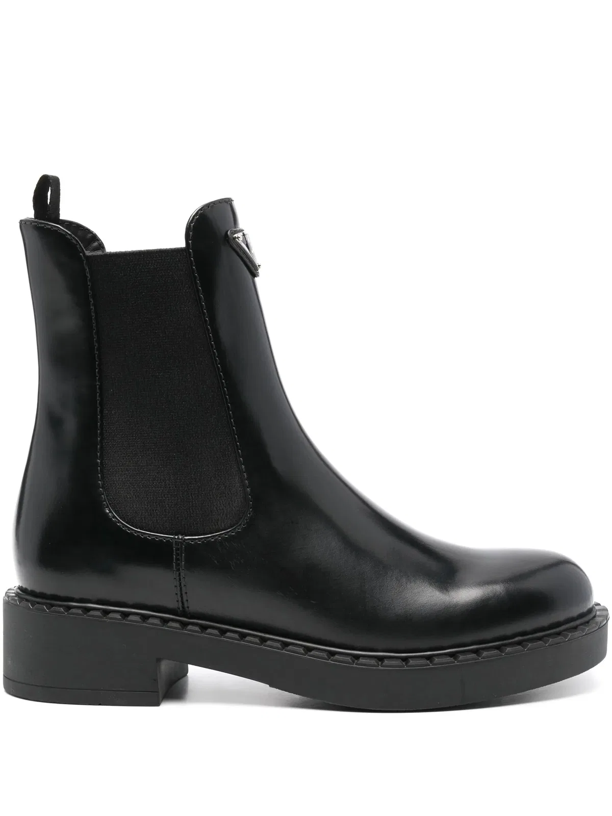 Prada Brushed Leather Black Chelsea Boots