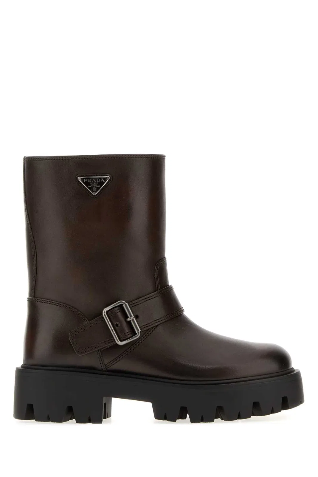 Prada Brow Leather Ankle Boots