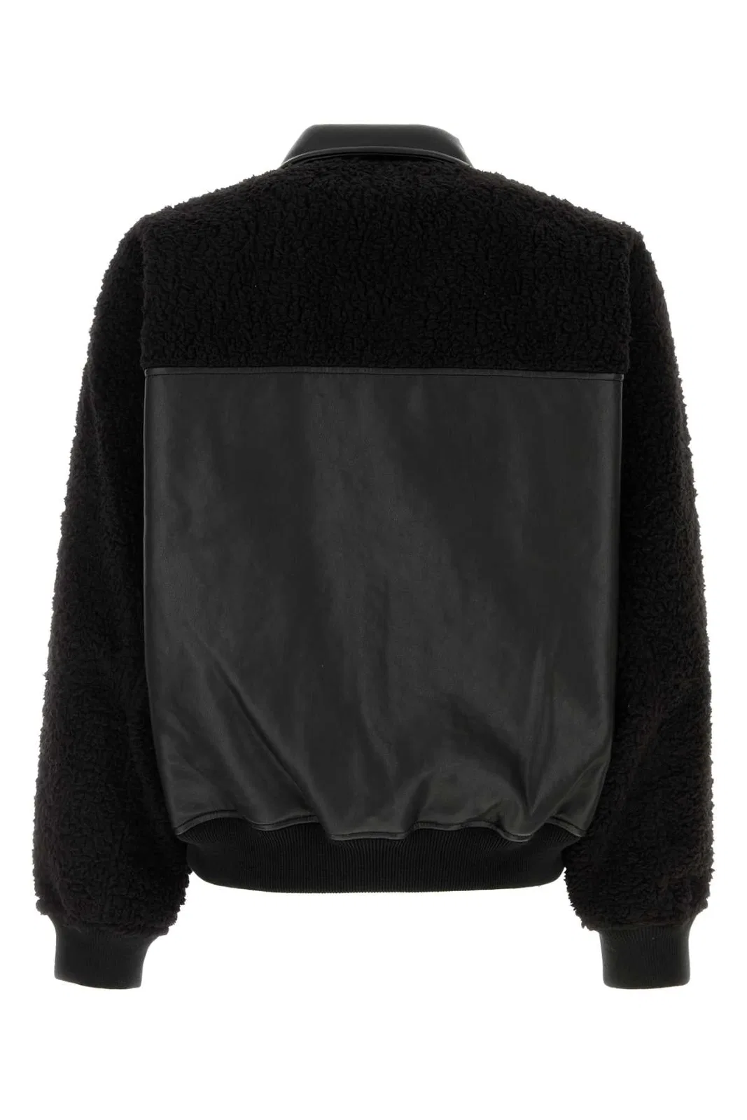 Random Identities Men Faux Shearling Leather Bomber Jacket