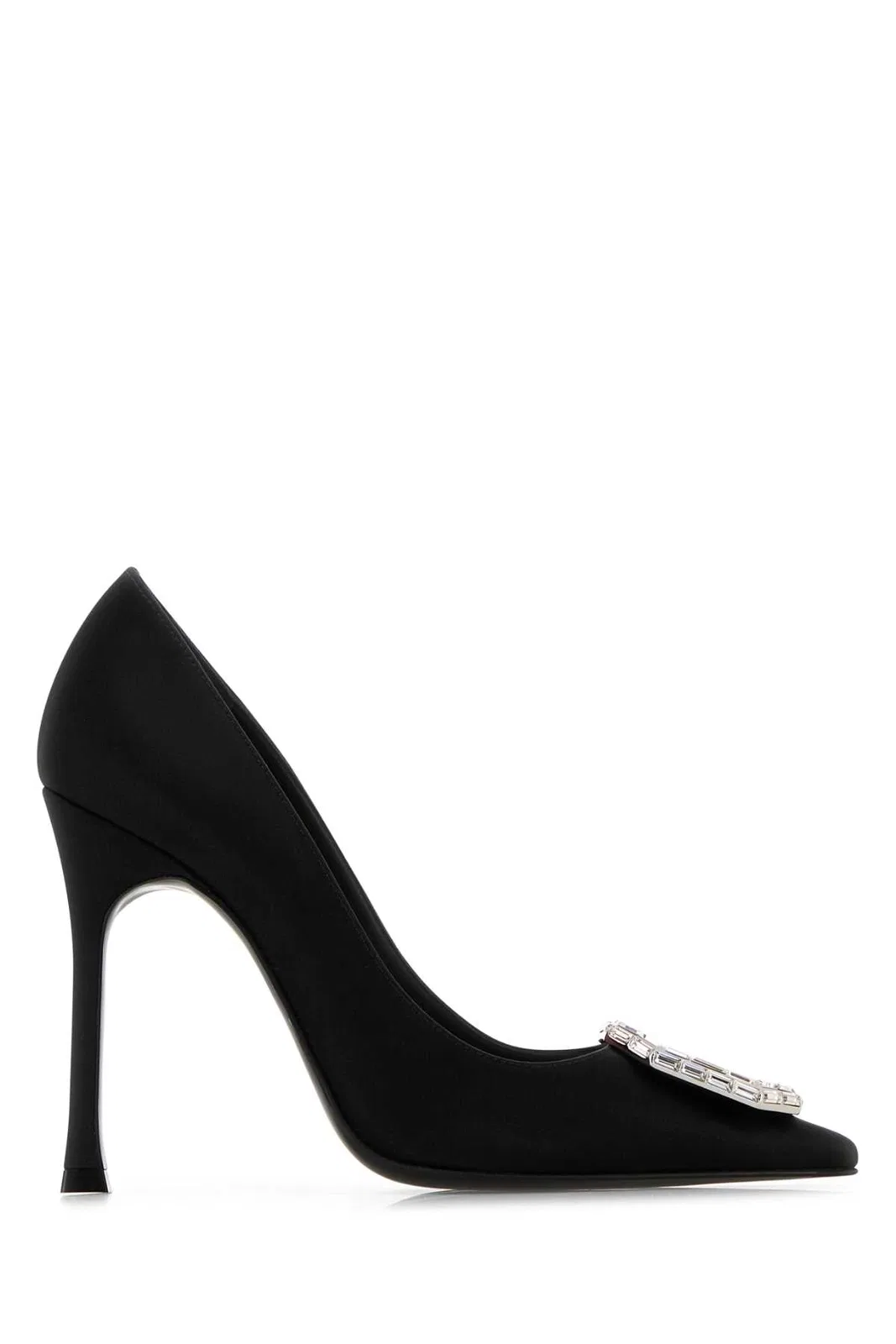Amina Muaddi Camelia Pump 105 Satin Black + White Buc