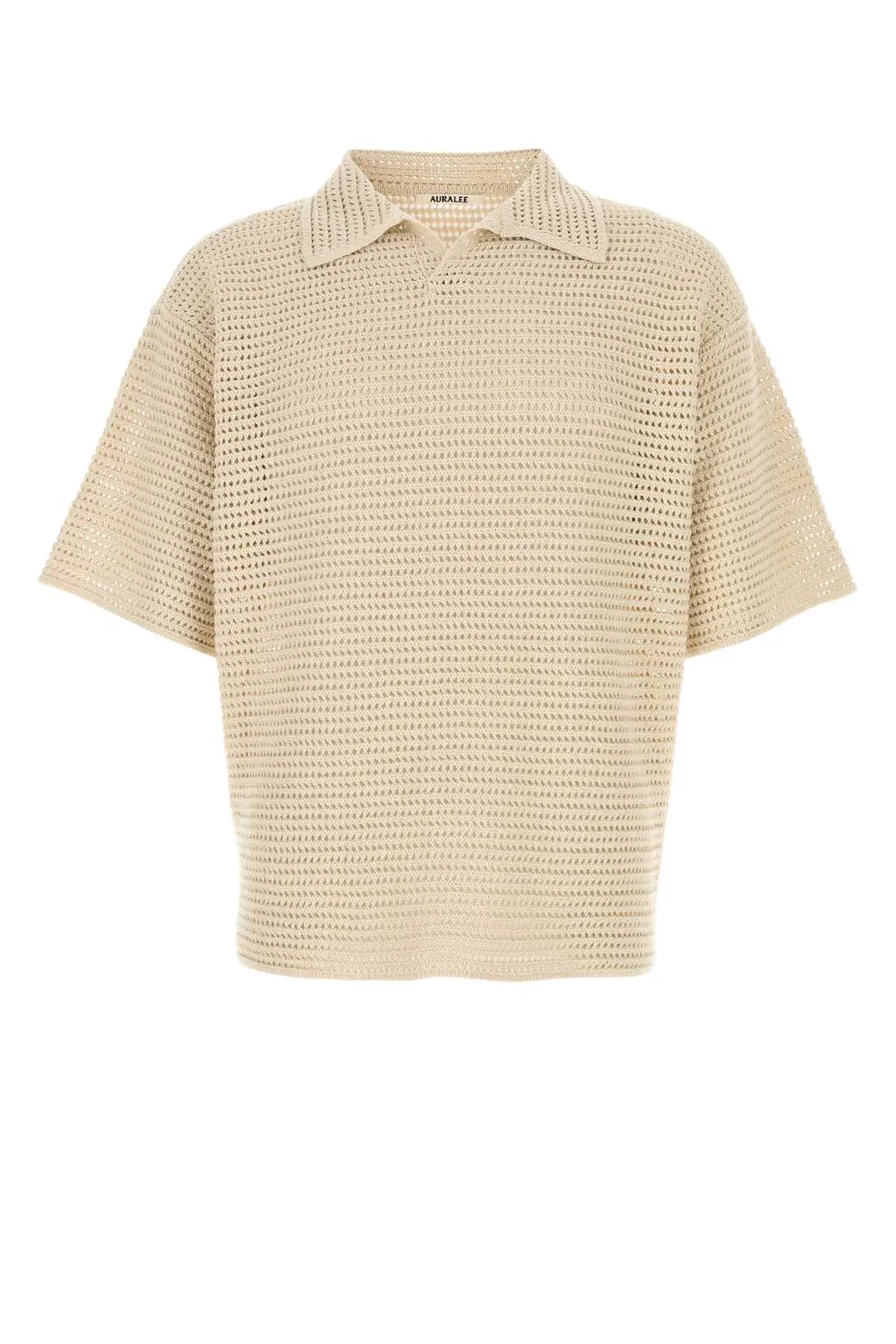 Auralee Tussah Silk Cotton Mesh Knit Skipper Pol