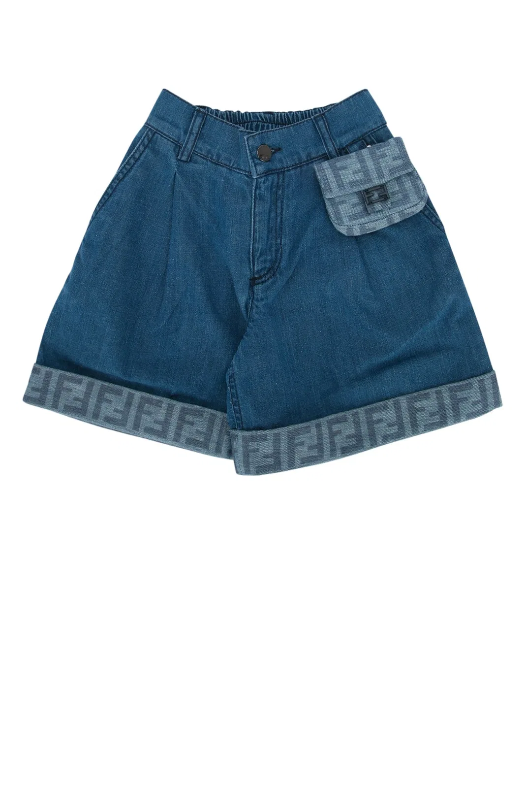 Fendi Kids Short Denim Dark Blu