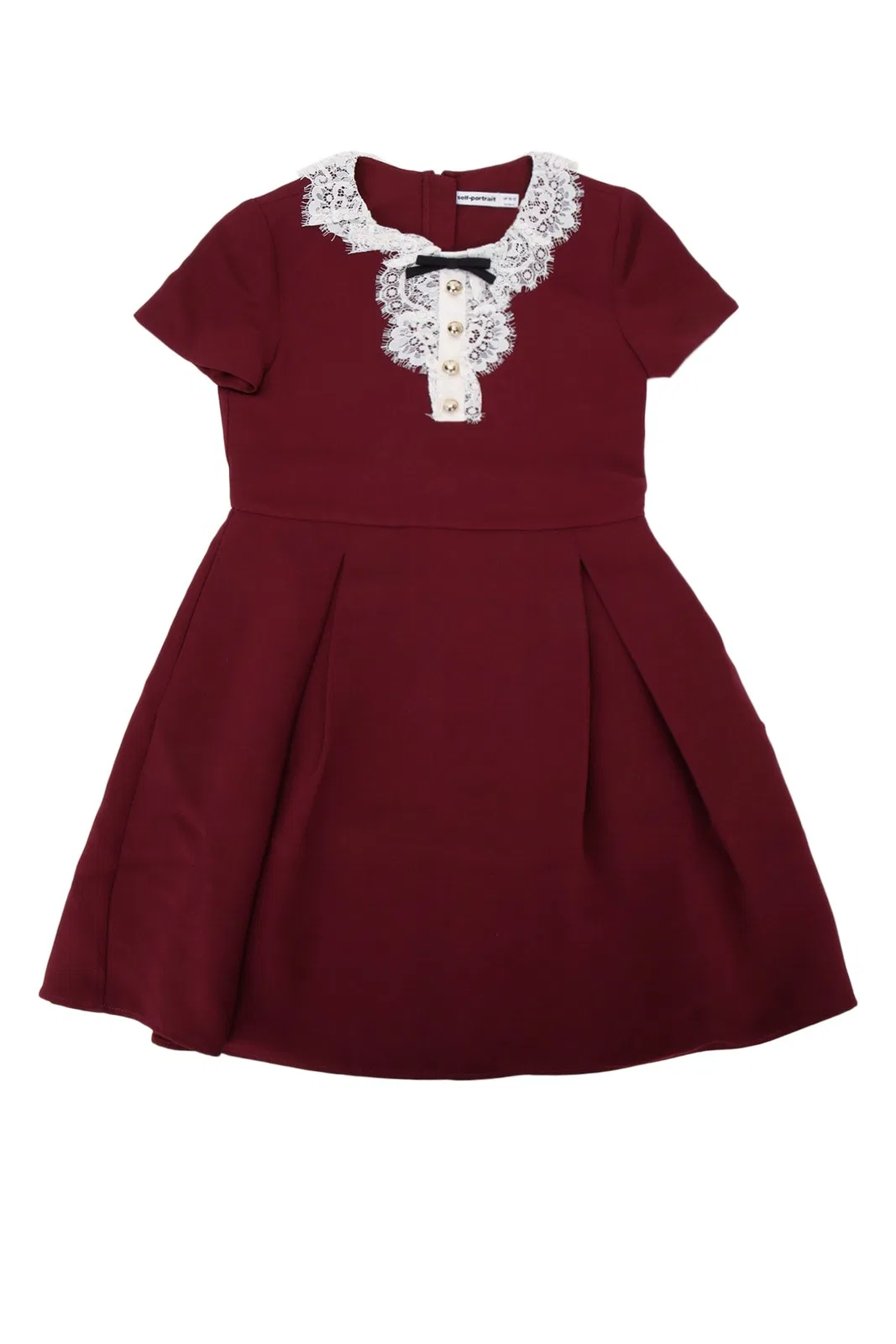 Self Portrait Kids Burgundy Lace Bib Dress