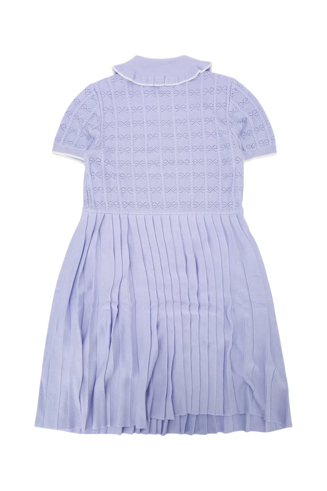 Self Portrait Kids Lilac Pleated Pointelle Knit Dress