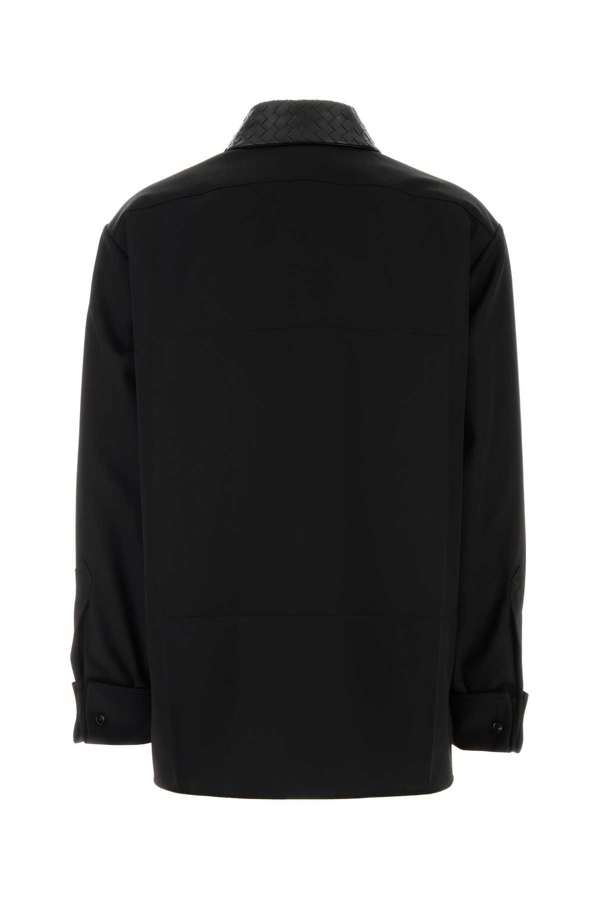 Bottega Veneta Camicia Nera E Colletto Nero Intreccio