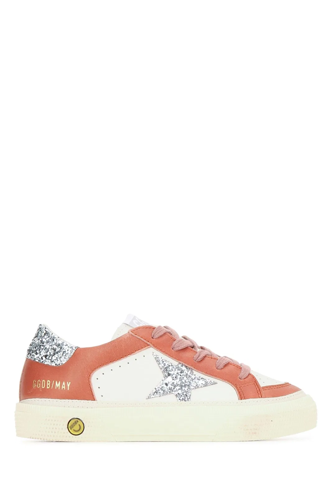 Golden Goose Kids May Leather Upper And Toe Glitter S