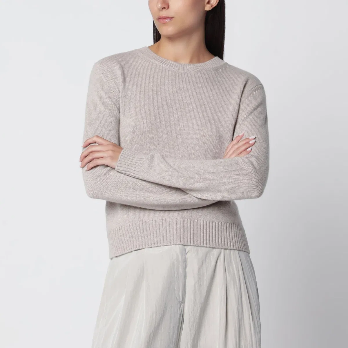 Lisa Yang Mable Crewneck Sweater In Sand Cashmere