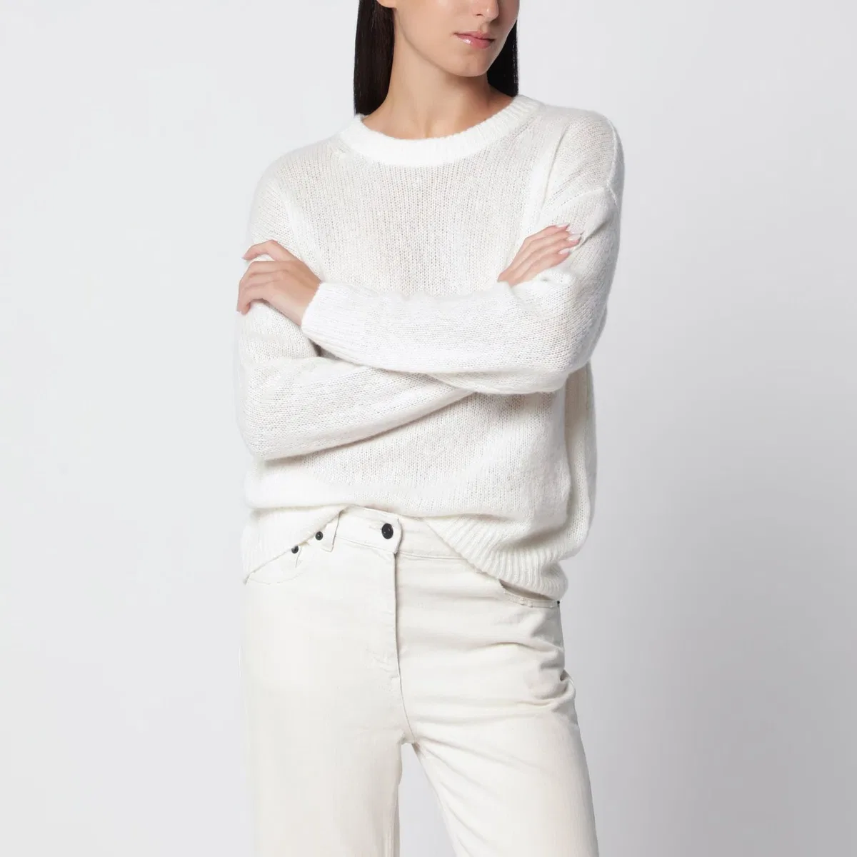 Lisa Yang Cream Lova Cashmere And Silk Sweater