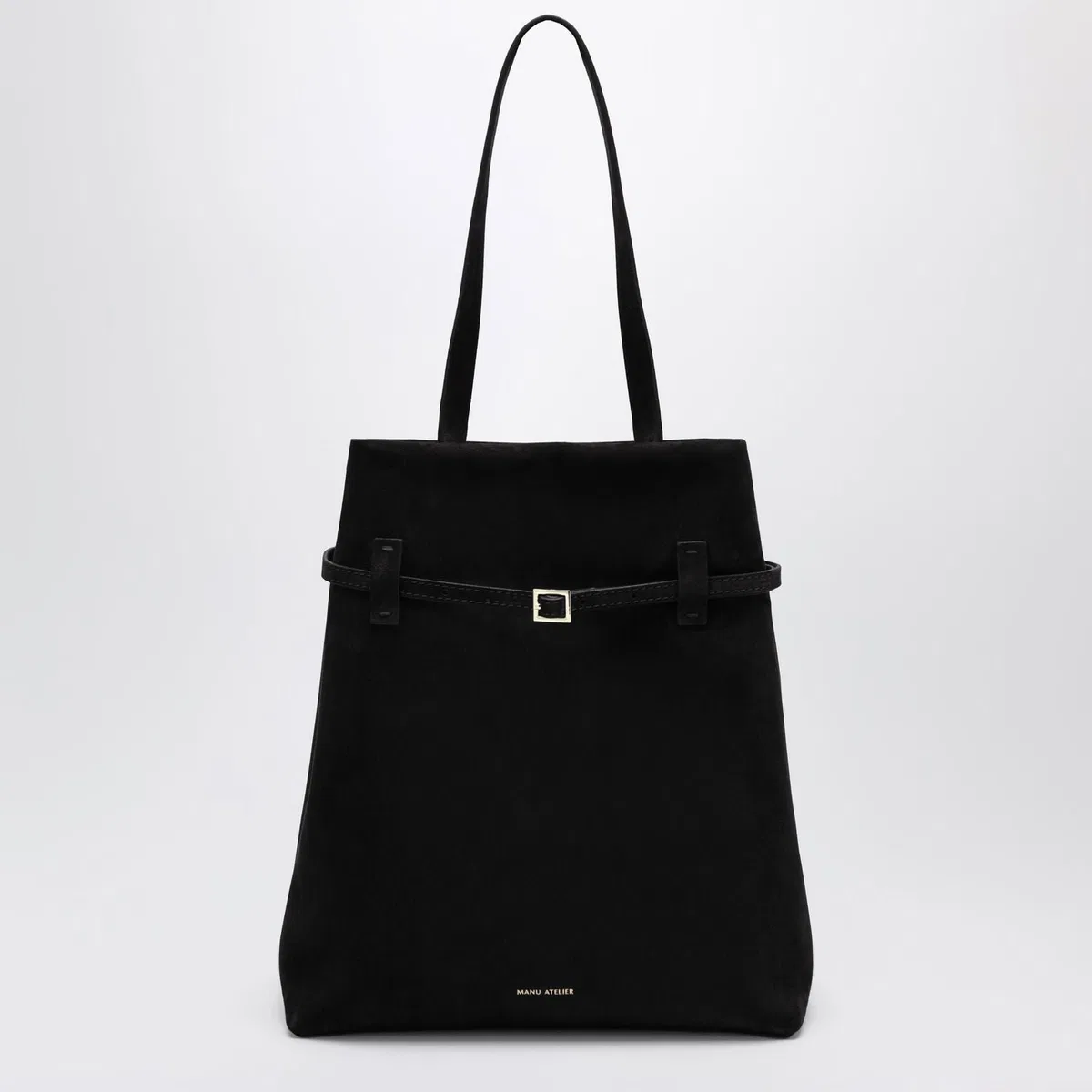 Manu Atelier Tote Du Jour Bag In Black Suede