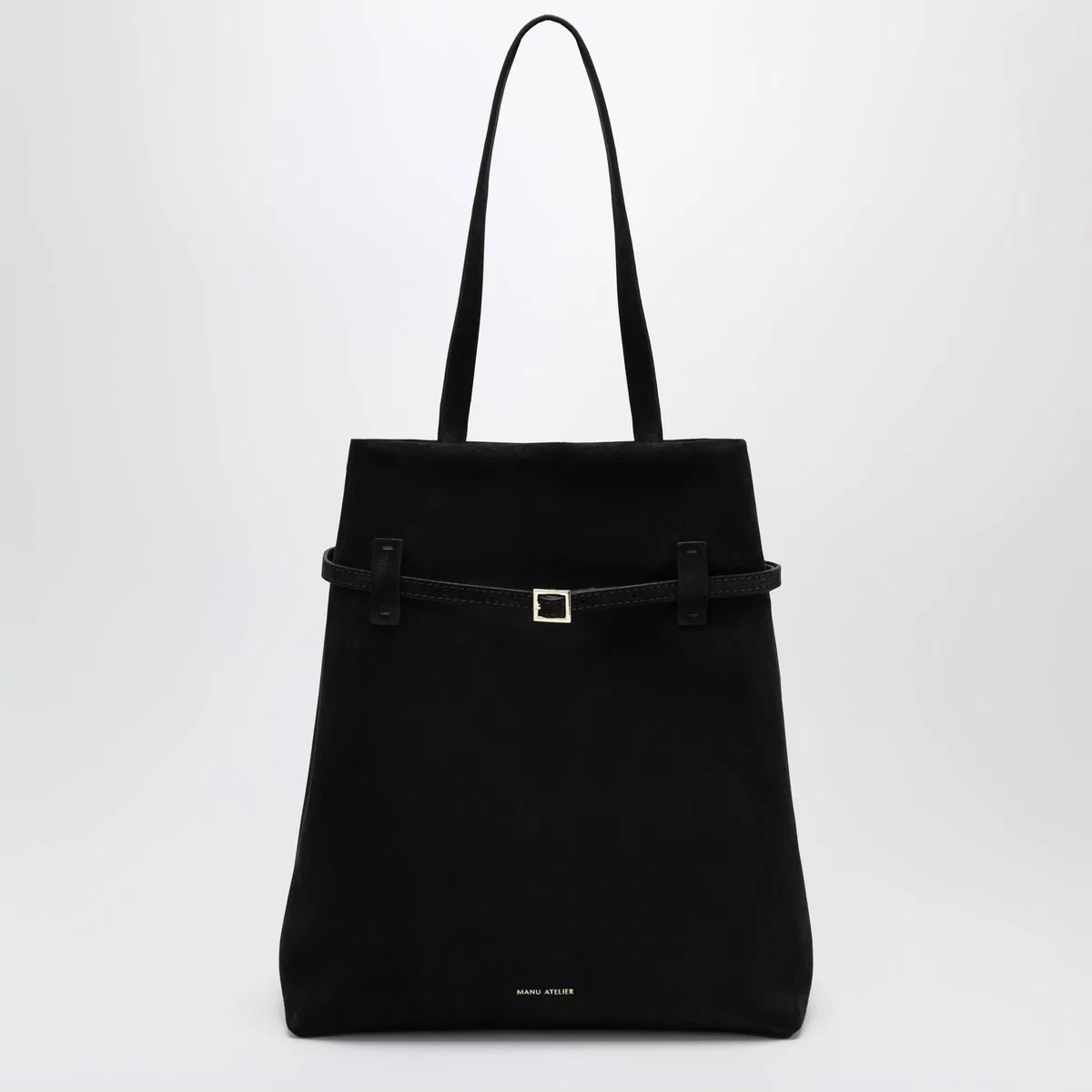 Manu Atelier Tote Du Jour Bag In Black Suede