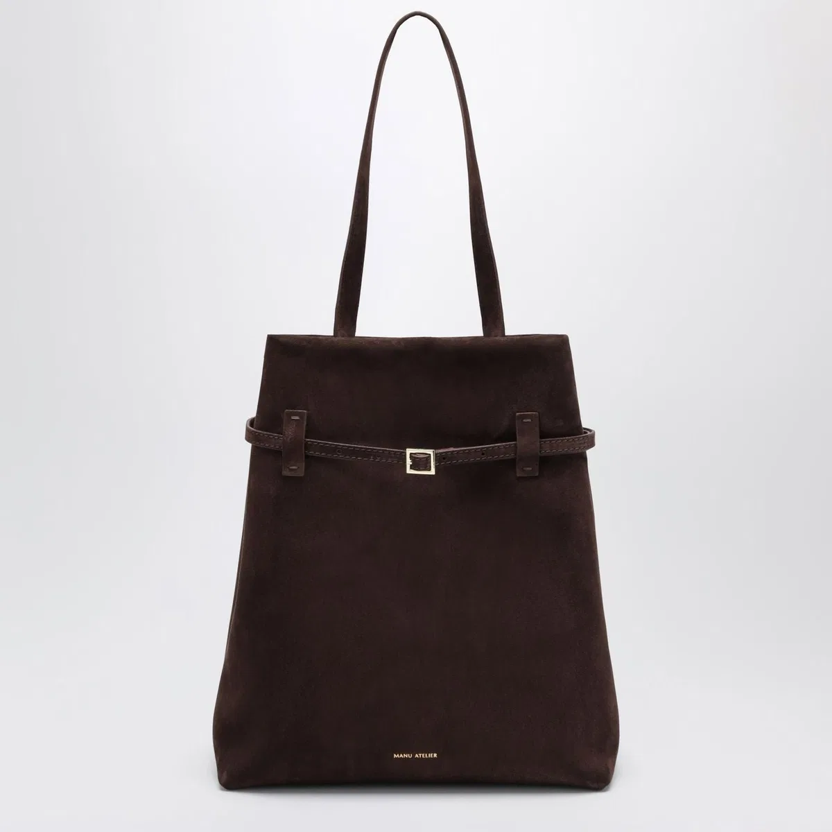 Manu Atelier Tote Du Jour Bag In Dark Brown Suede