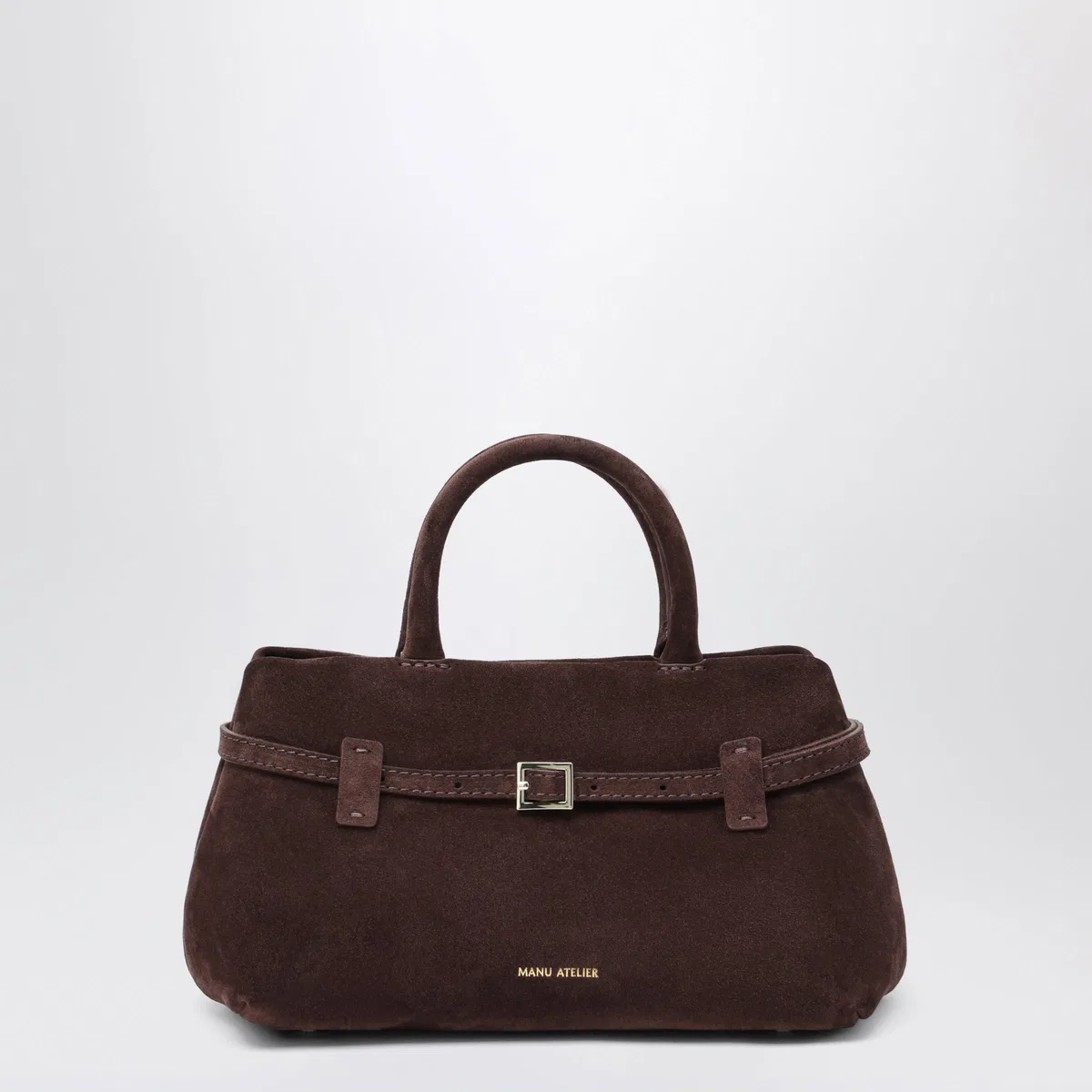 Manu Atelier Le Cambon 25 Bag In Dark Brown Suede