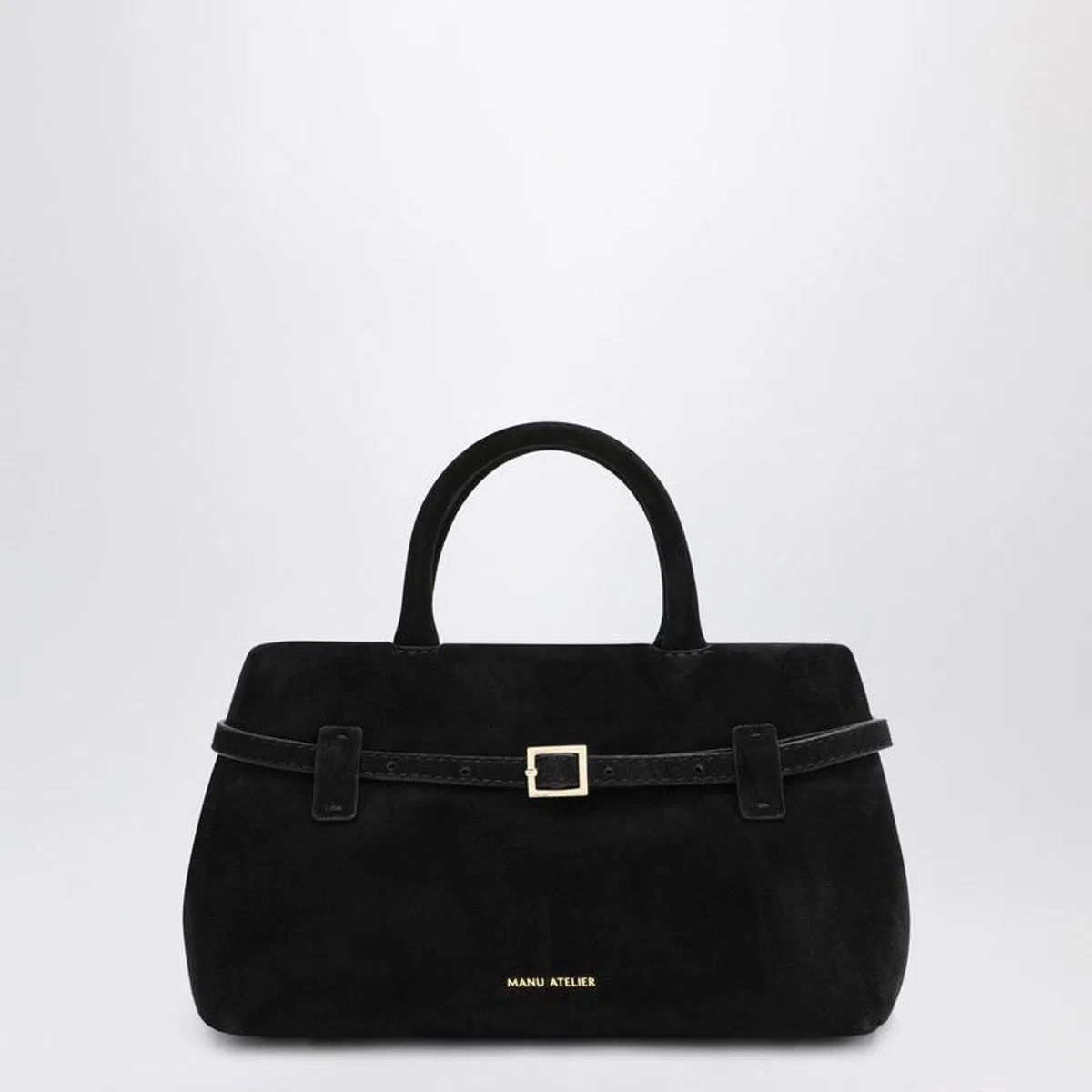 Manu Atelier Le Cambon 25 Black Suede Bag
