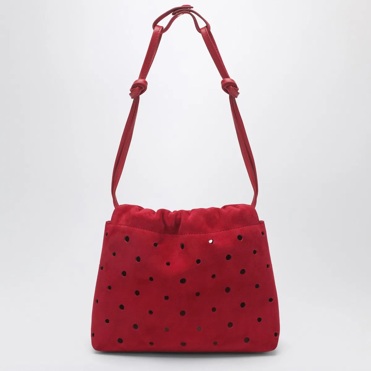 Manu Atelier Romy Perforated Red Suede Pouch