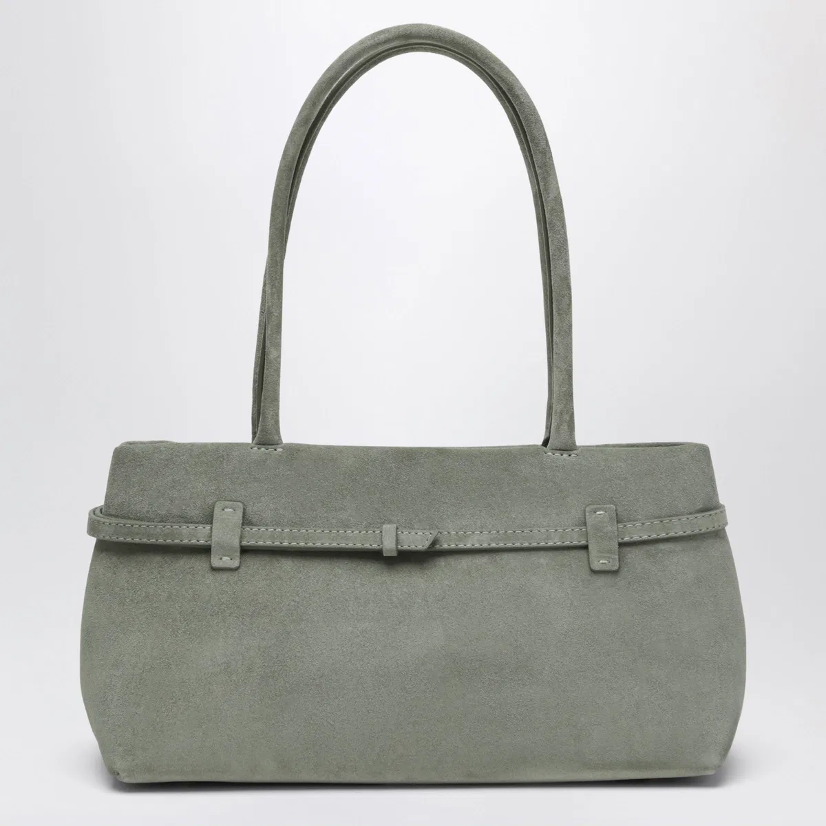 Manu Atelier Cambon East West Bag In Pepe Green Suede