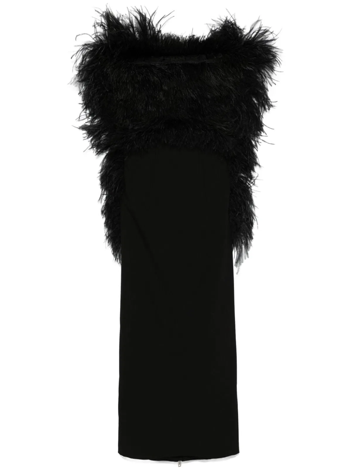 Max Mara Sportmax Black Interlock Twill Weave Ostrich Feat