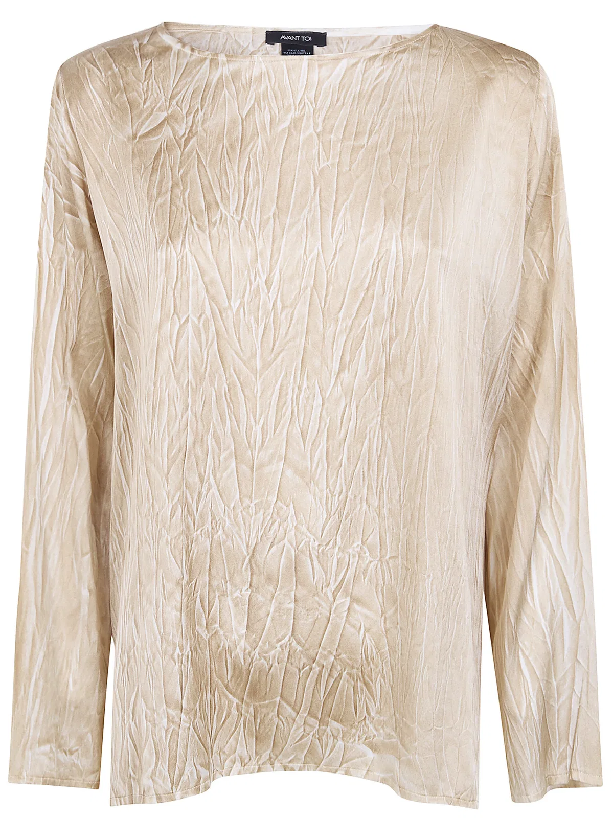 Avant Toi Crumpled Effect Stretch Silk Blouse