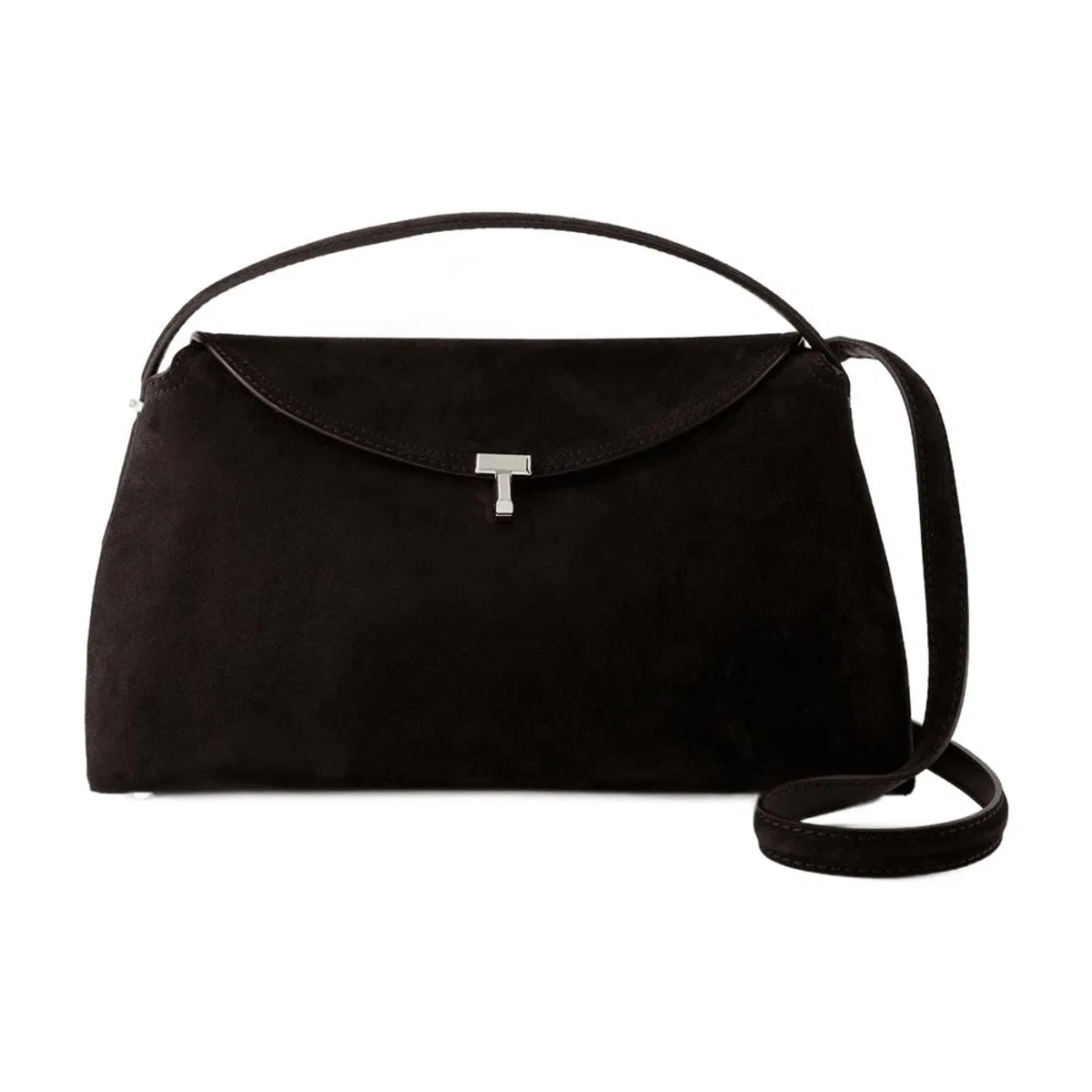 Toteme Tlock Bag Brown Espresso In Suede Leathe