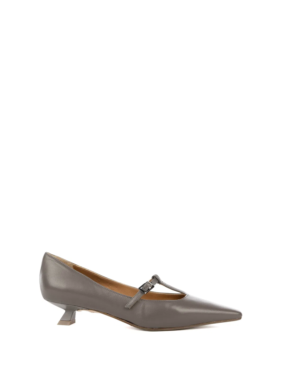 Chantal Decollette Grey With Strap, Leather With