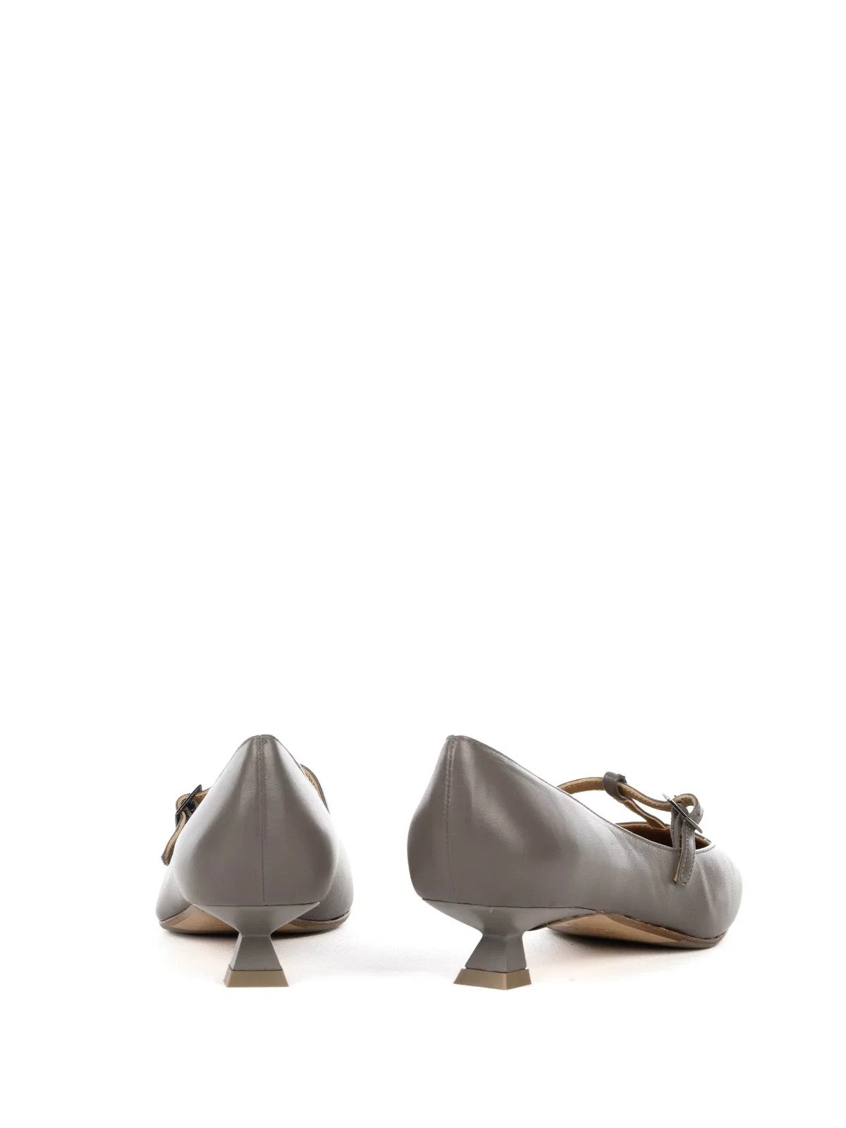 Chantal Decollette Grey With Strap, Leather With