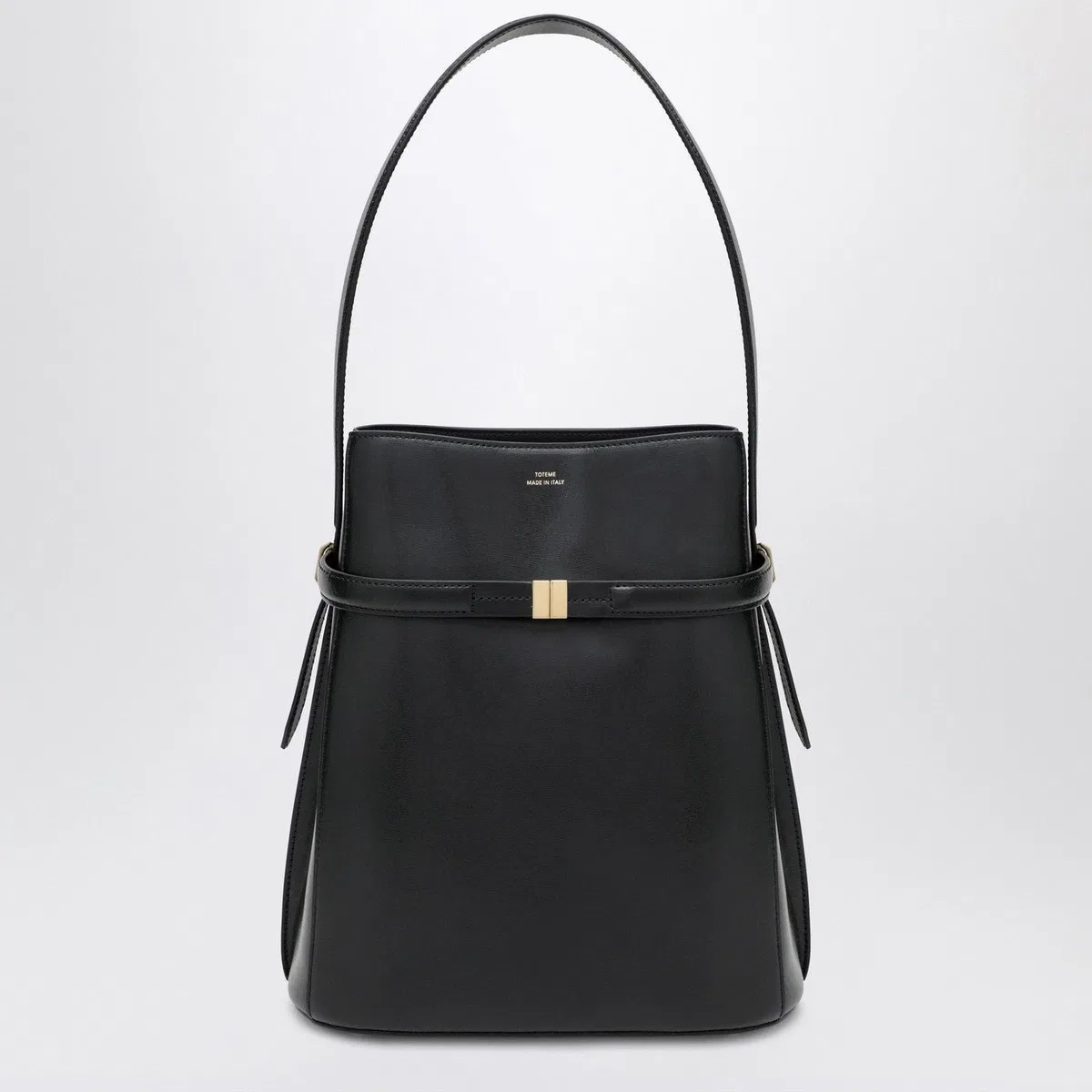 Toteme Black Leather Bucket Bag With Strap