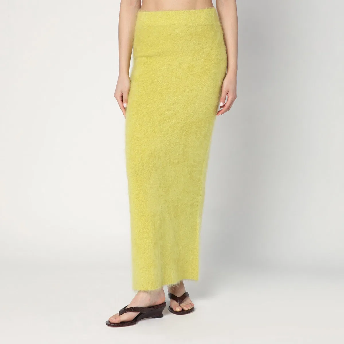 Soft Goat Long Lime-Coloured Brushed Cashmere Skir