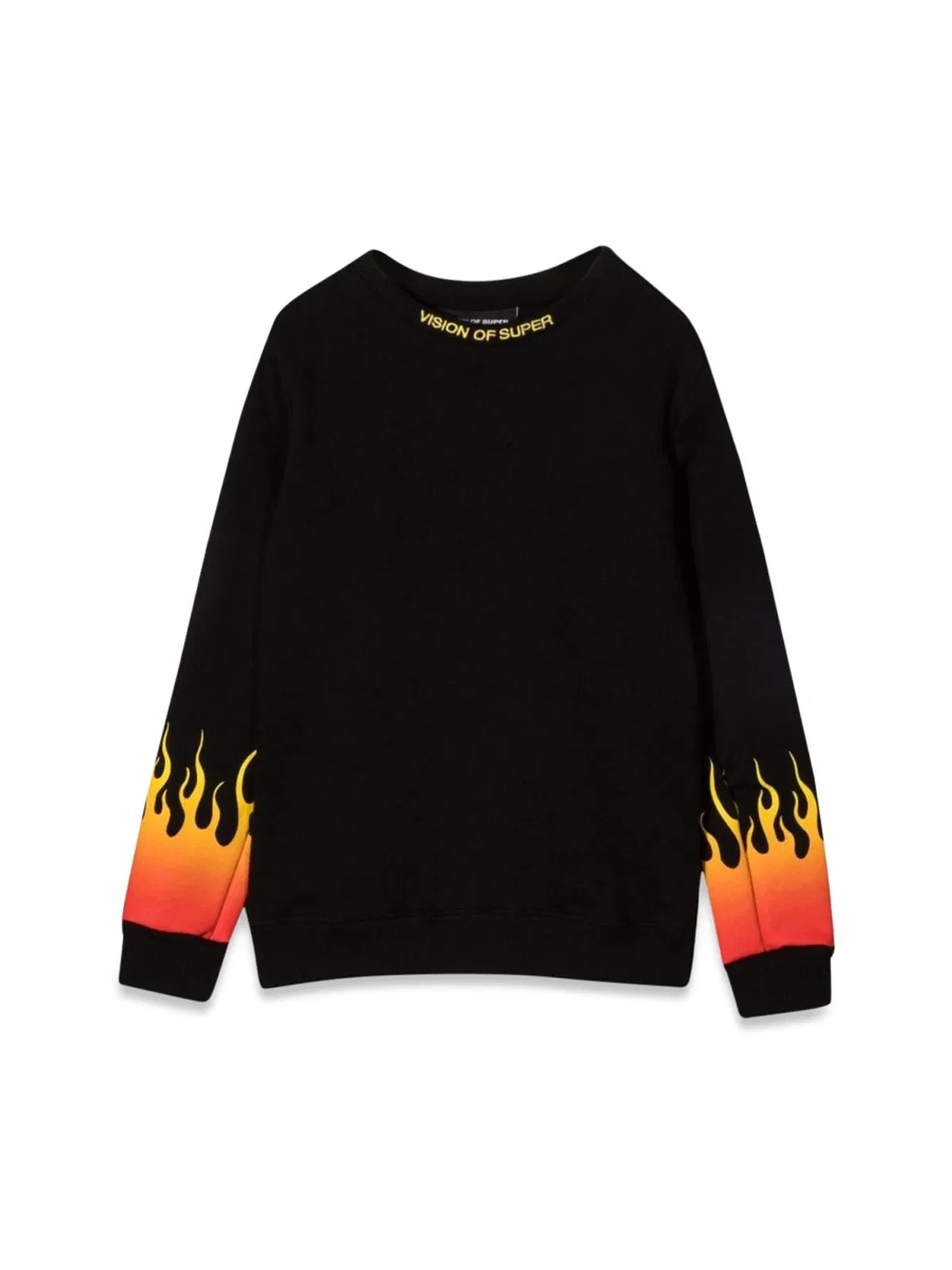Vision Of Super Black Crewneck With Red Shaded Flames