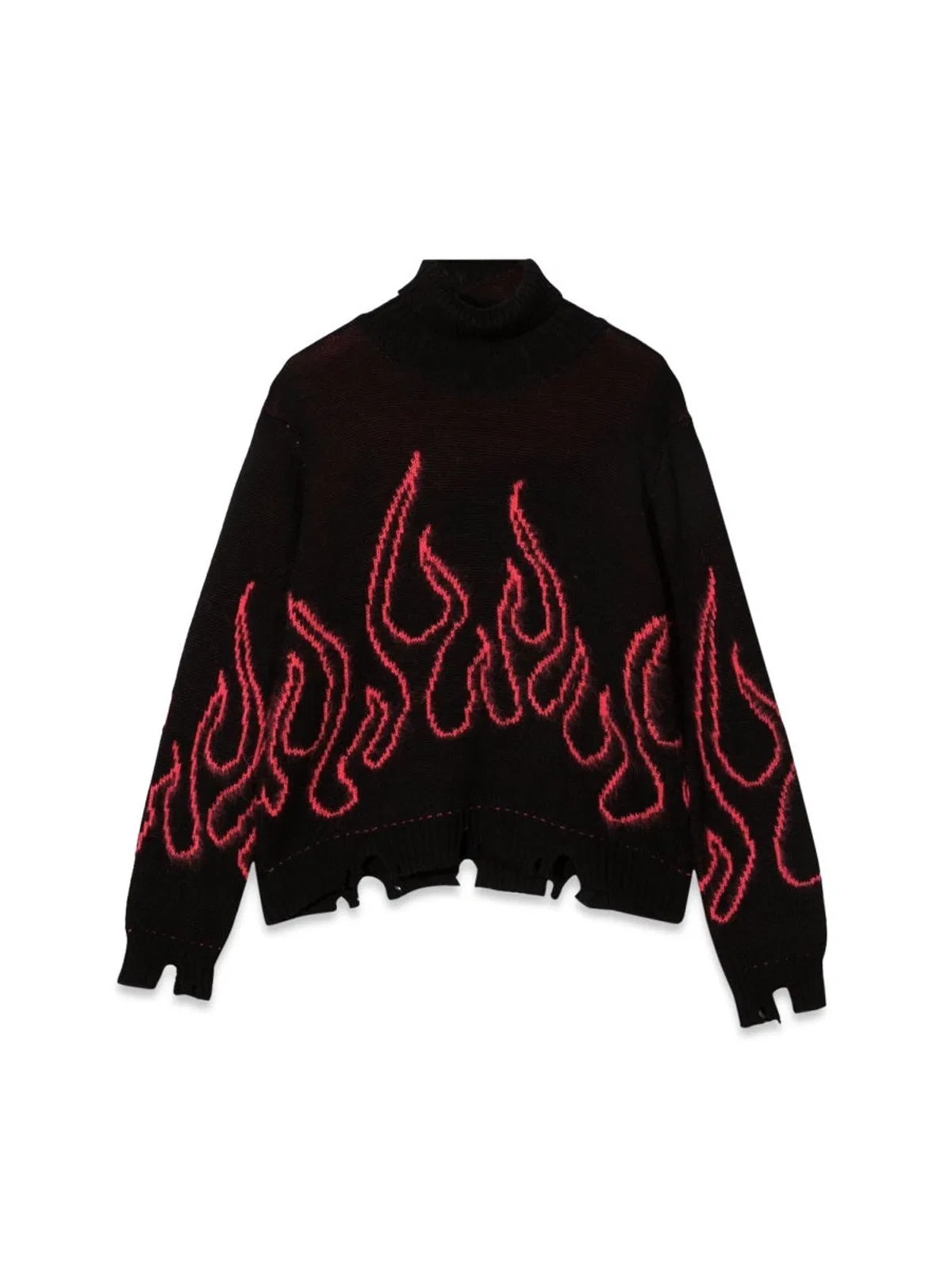 Vision Of Super Black Jumper High Neck With Pink Flames