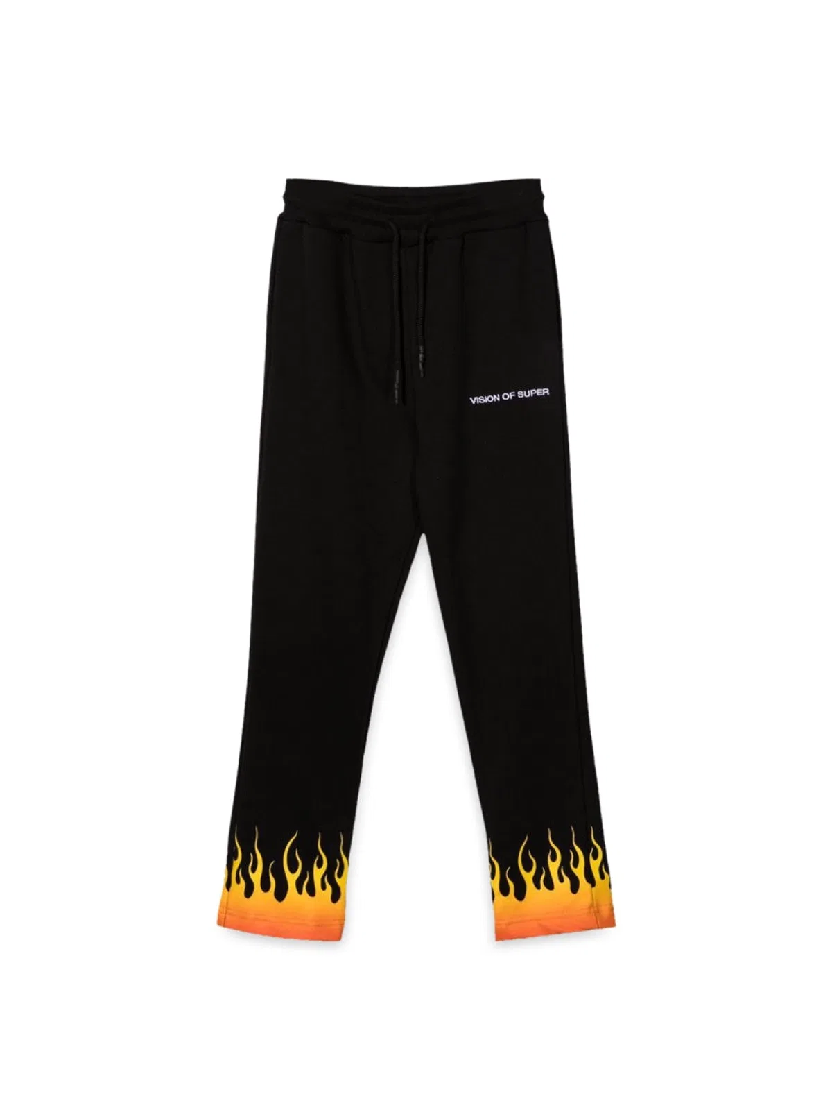 Vision Of Super Black Pants With Red Shaded Flames