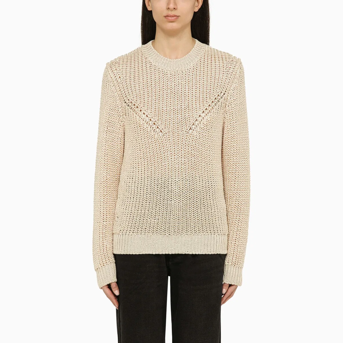 Isabel Marant Recycled Polyester Ecru Crew-Neck Jumper