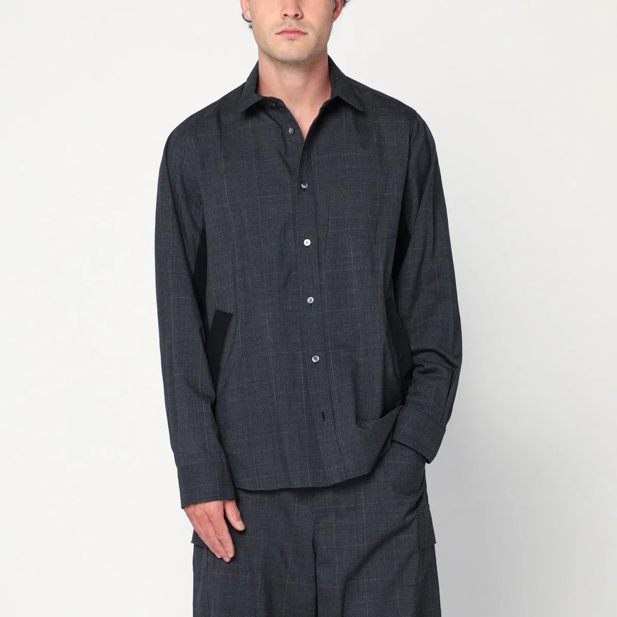 Sacai Gray Plaid Wool Shirt Jacket