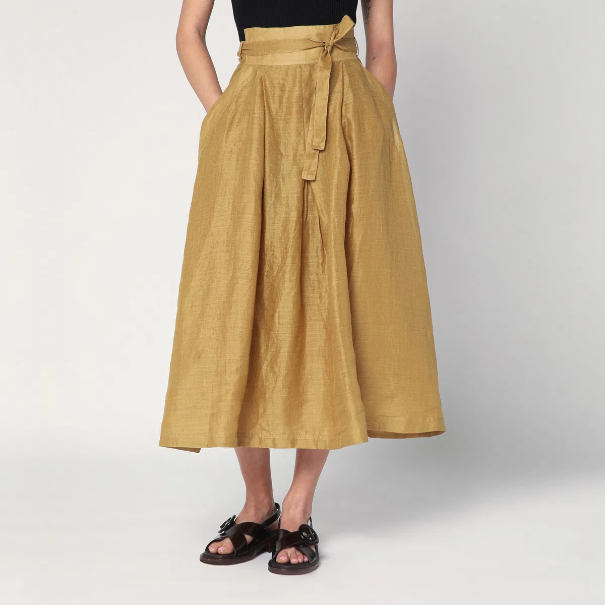 Mkdt studio Nova Pleated Skirt In Ramie