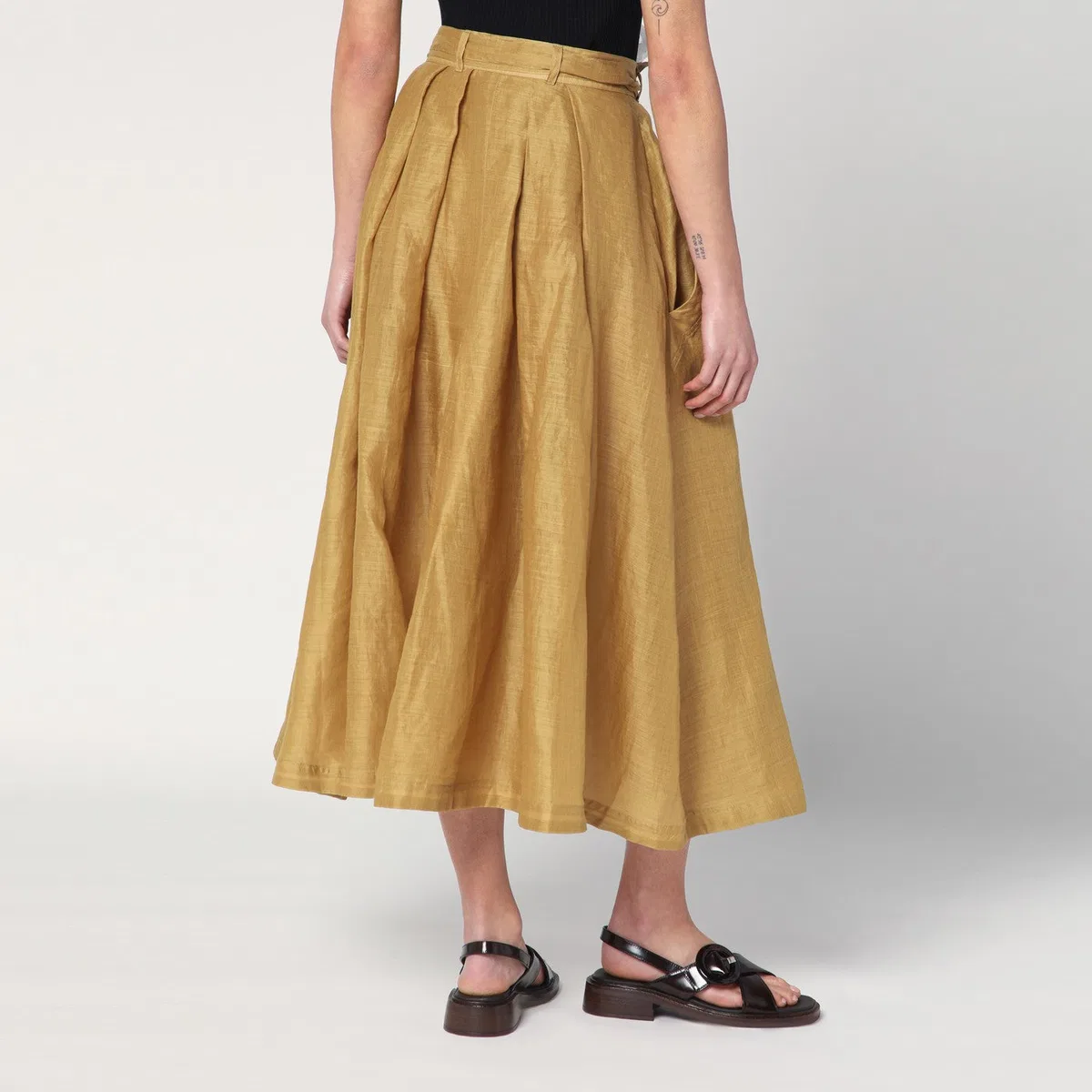 Mkdt studio Nova Pleated Skirt In Ramie