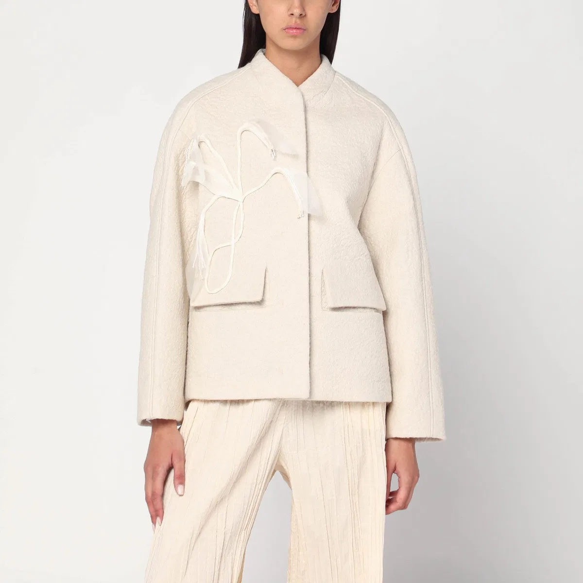 Mkdt studio Jacket In Boiled Wool Écru