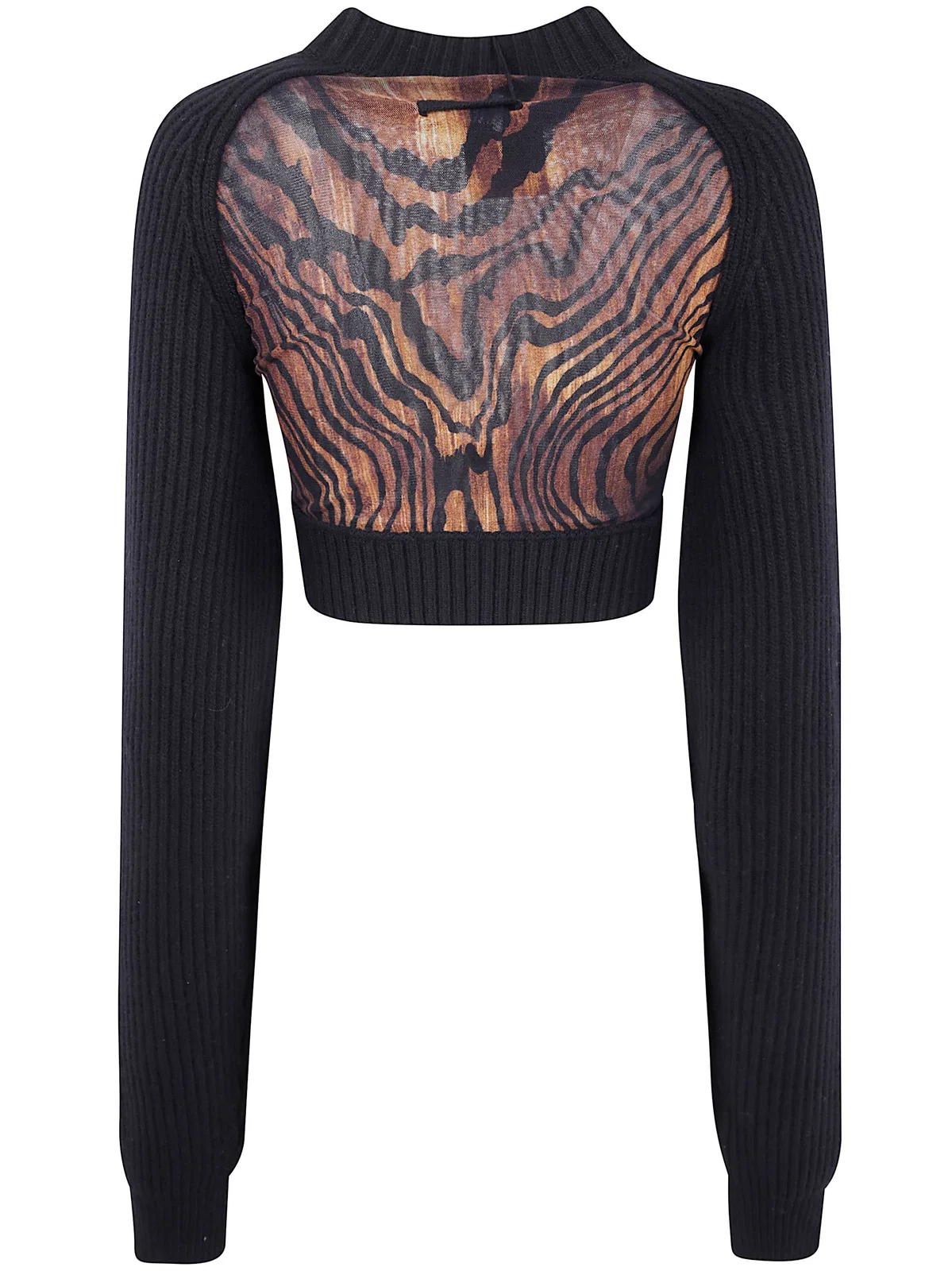 Jean Paul Gaultier Lambswool Ribbed Long Sleeves Cropped Sw