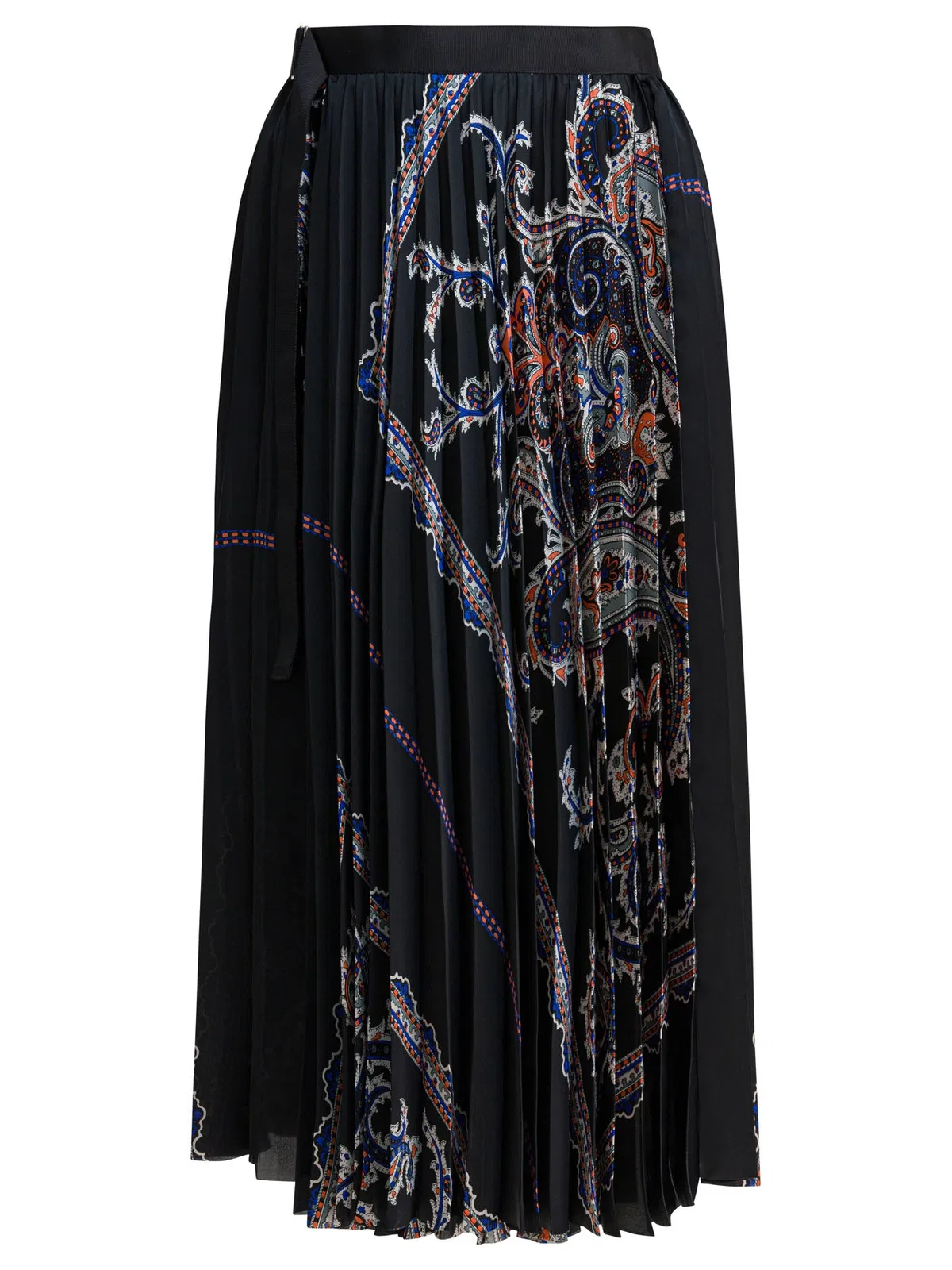 Sacai Pleated Skirt With Paisley Print