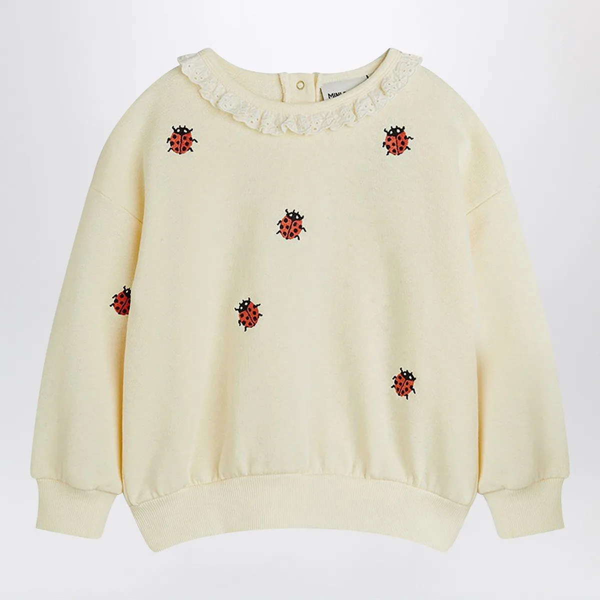 Mini rodini Ivory Sweatshirt With Embroidered Ladybu
