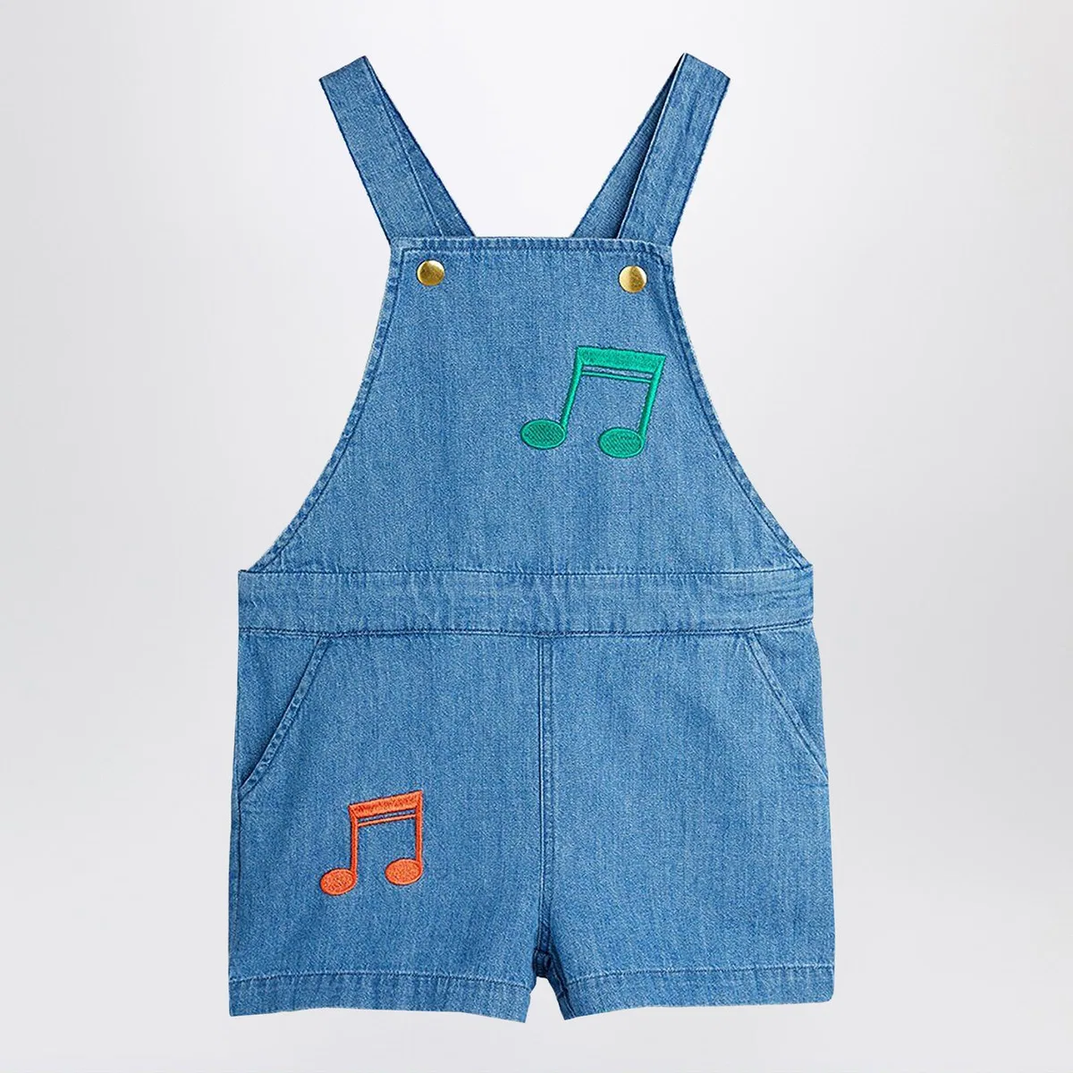 Mini rodini Light Blue Denim Overall With Musical No