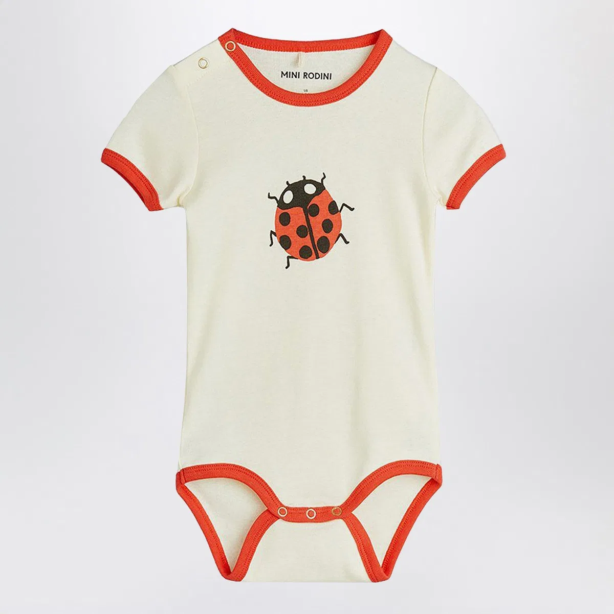 Mini rodini Ivory/Red Bodysuit With Ladybug