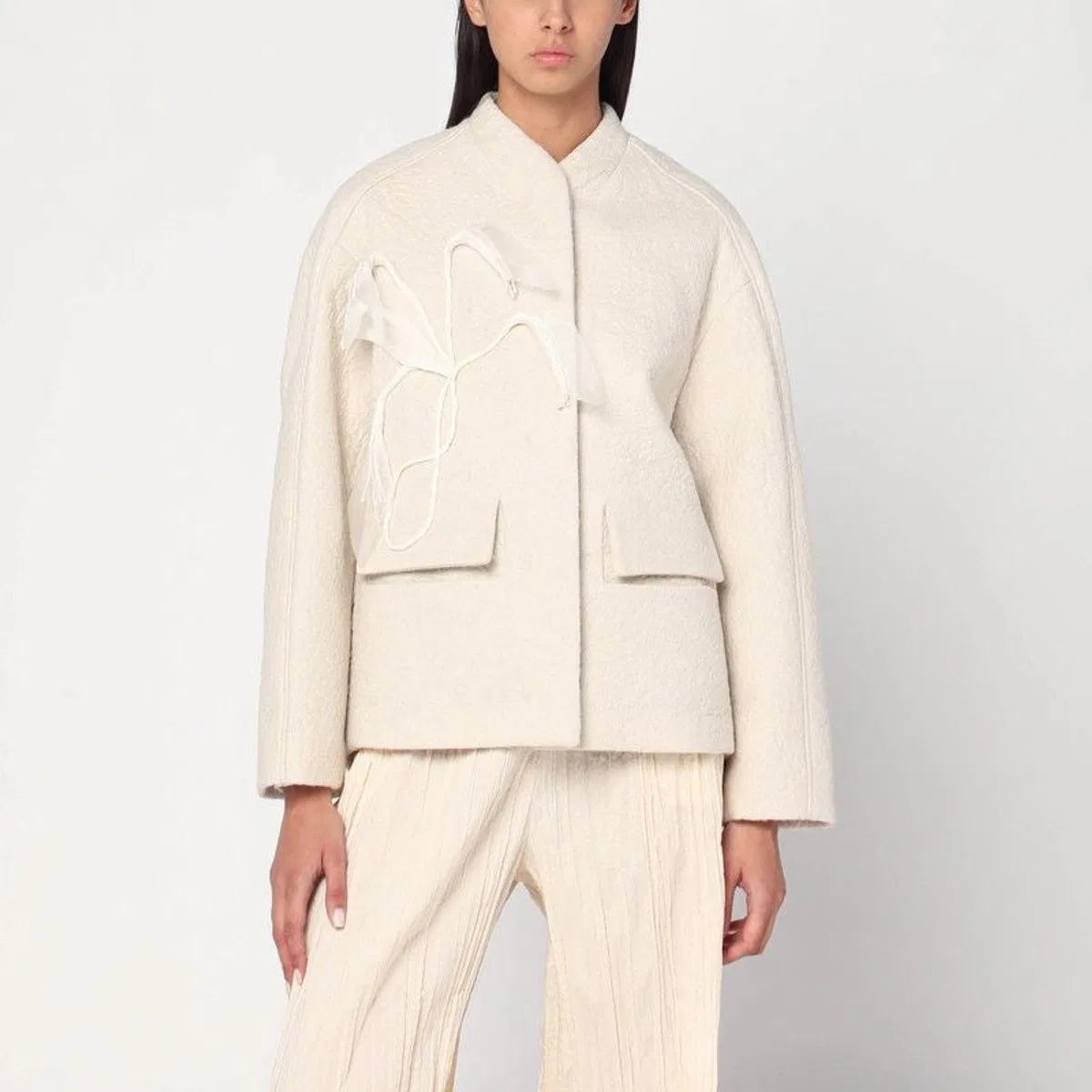 Mkdt studio Jacket In Boiled Wool Écru