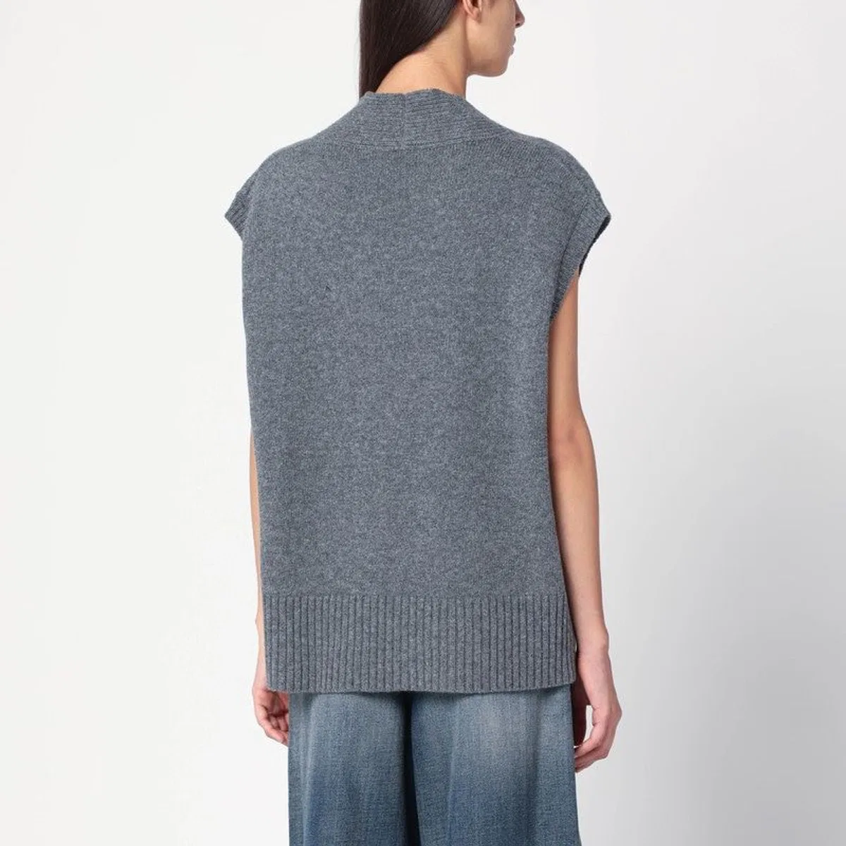 Roberto collina Oversized Grey Wool Vest