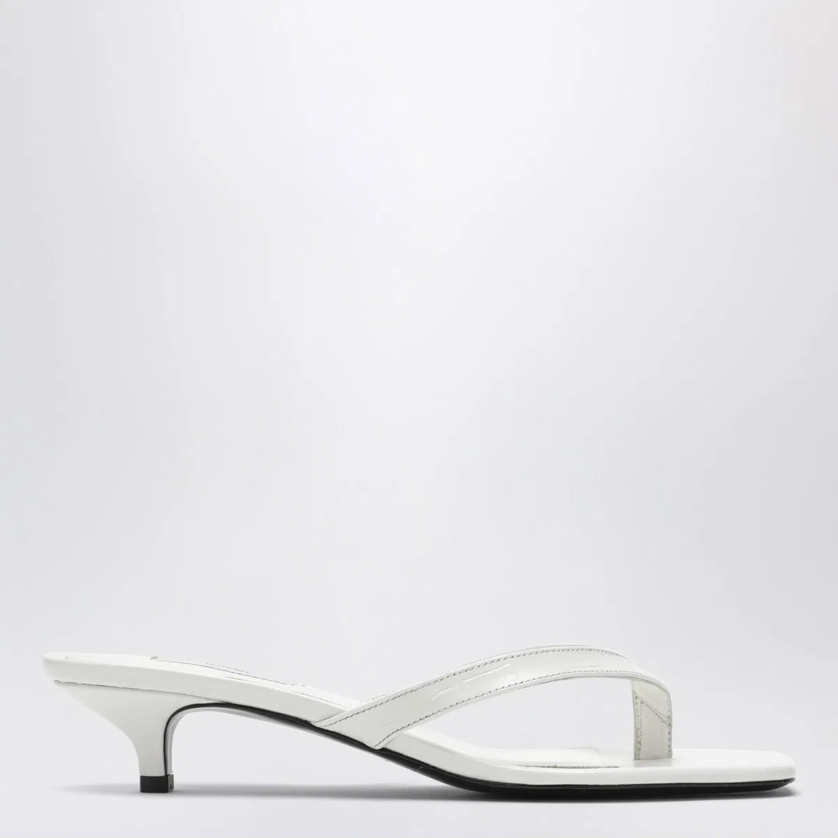 Toteme White Leather Heeled Thong Sandals