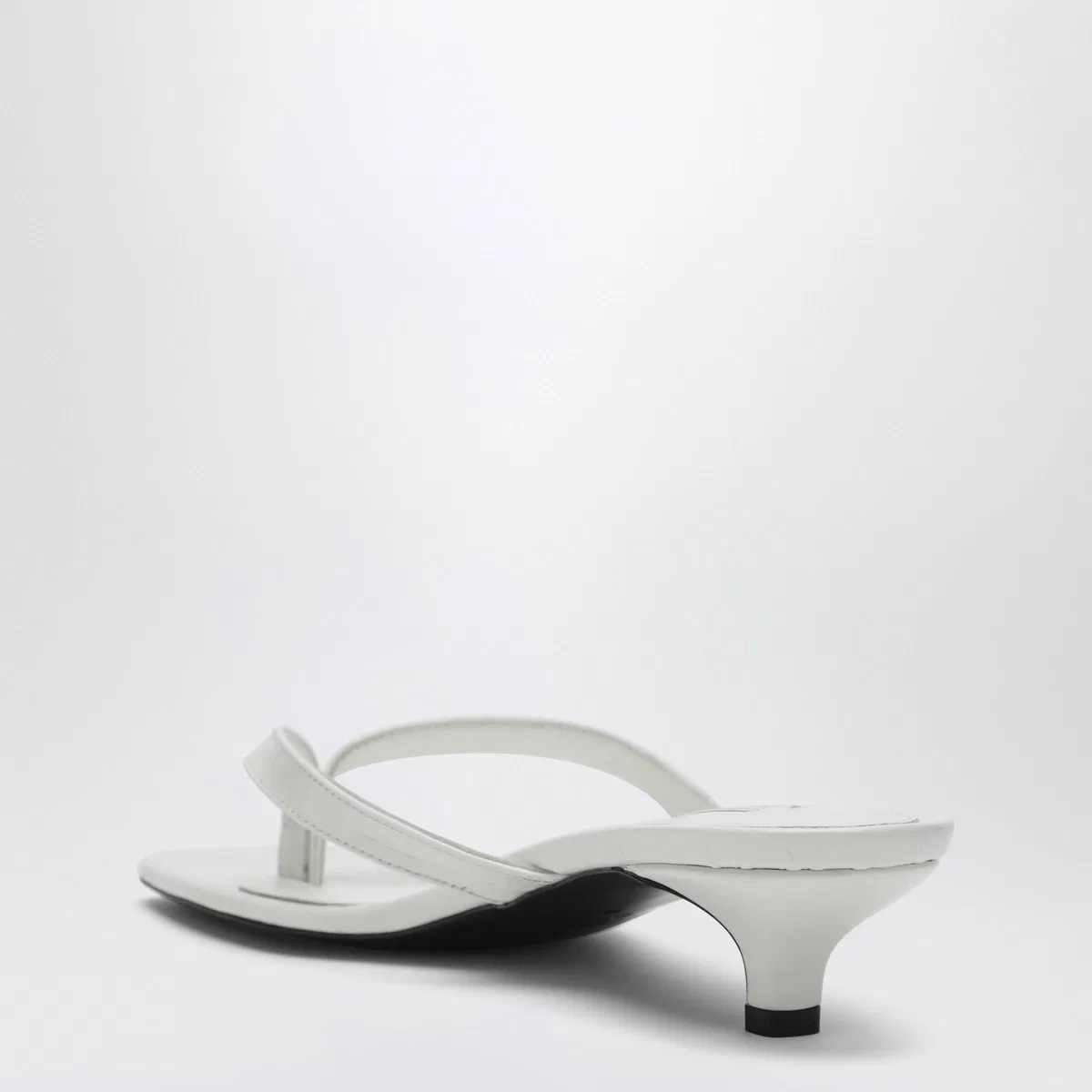 Toteme White Leather Heeled Thong Sandals