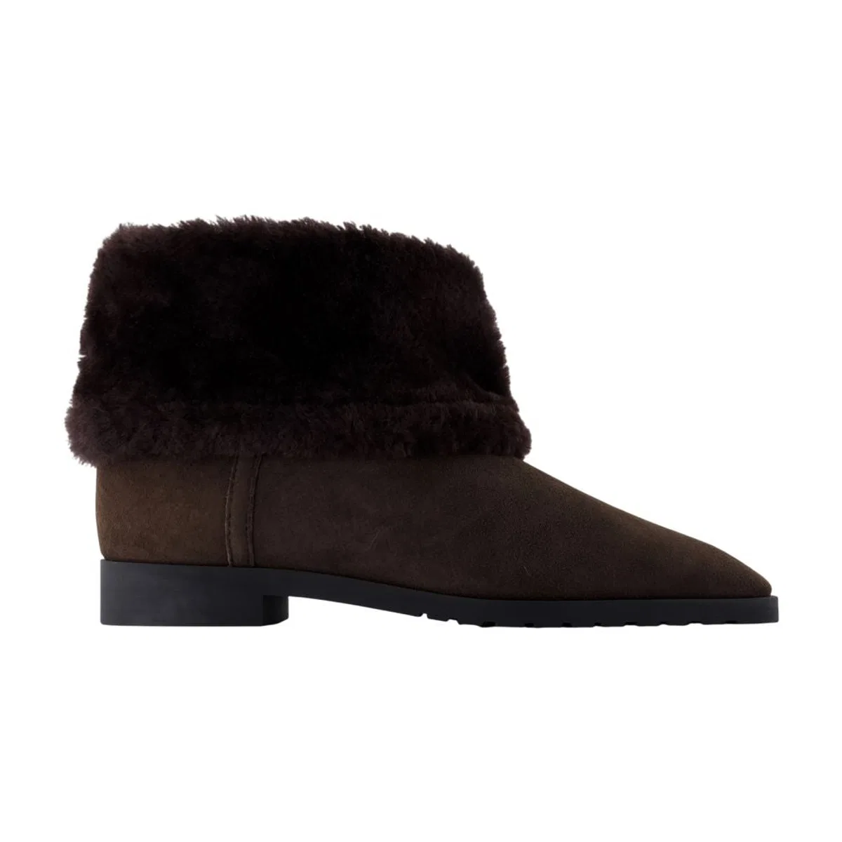 Toteme Brown Suede And Shearling Ankle Boots