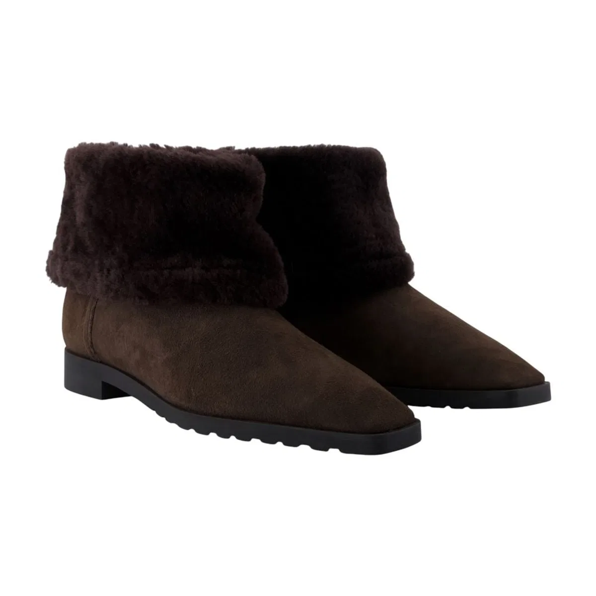 Toteme Brown Suede And Shearling Ankle Boots