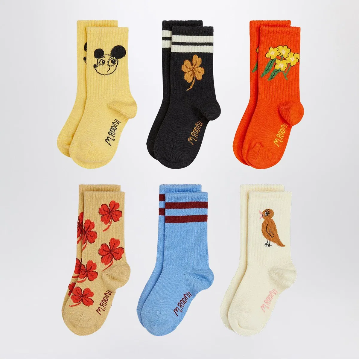 Mini rodini Six Pairs Of Colourful Cotton-Blend Sock